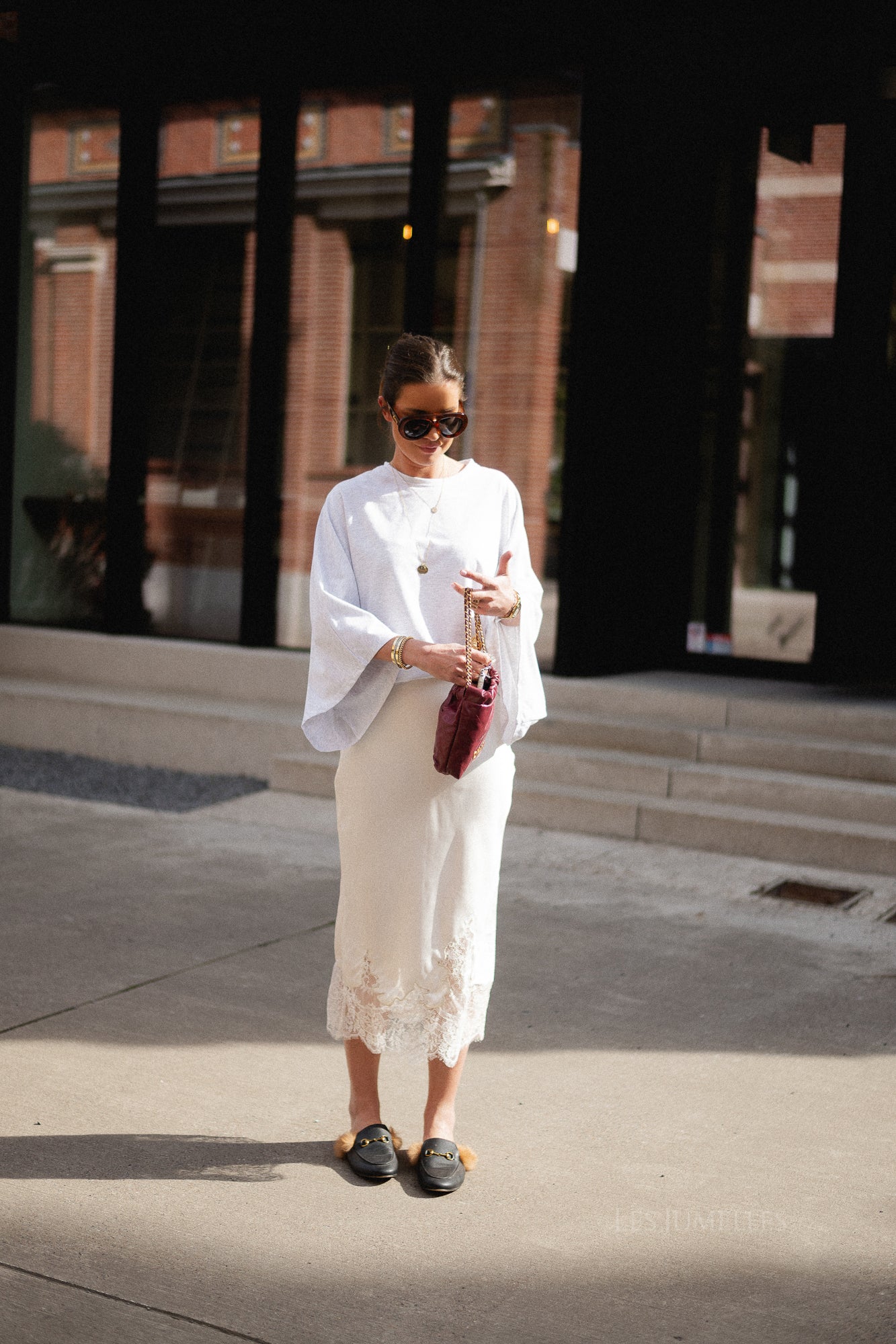 VISabel HW midi lace detail skirt birch