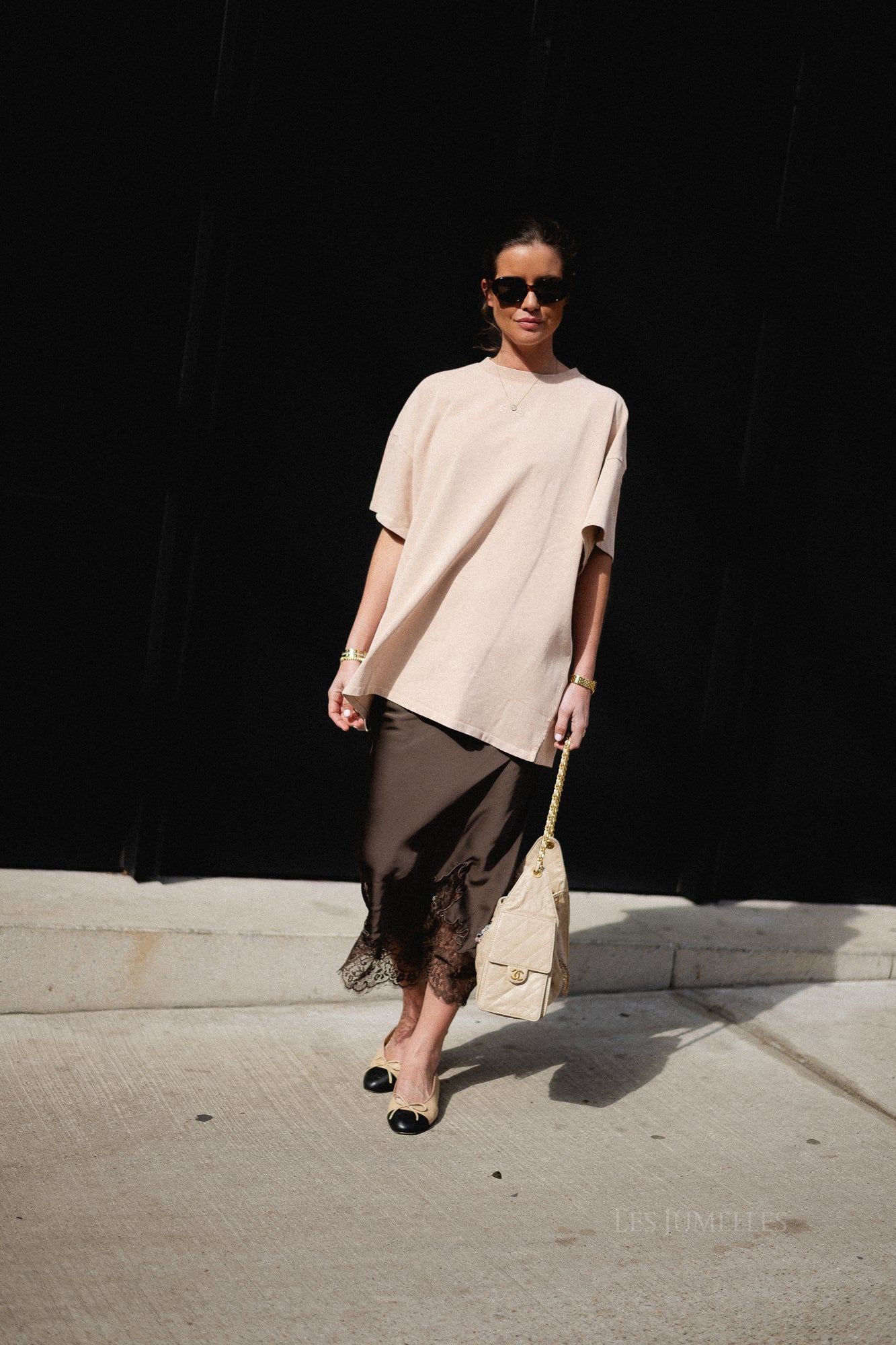 Visabel HW midi lace detail skirt chocolate brown