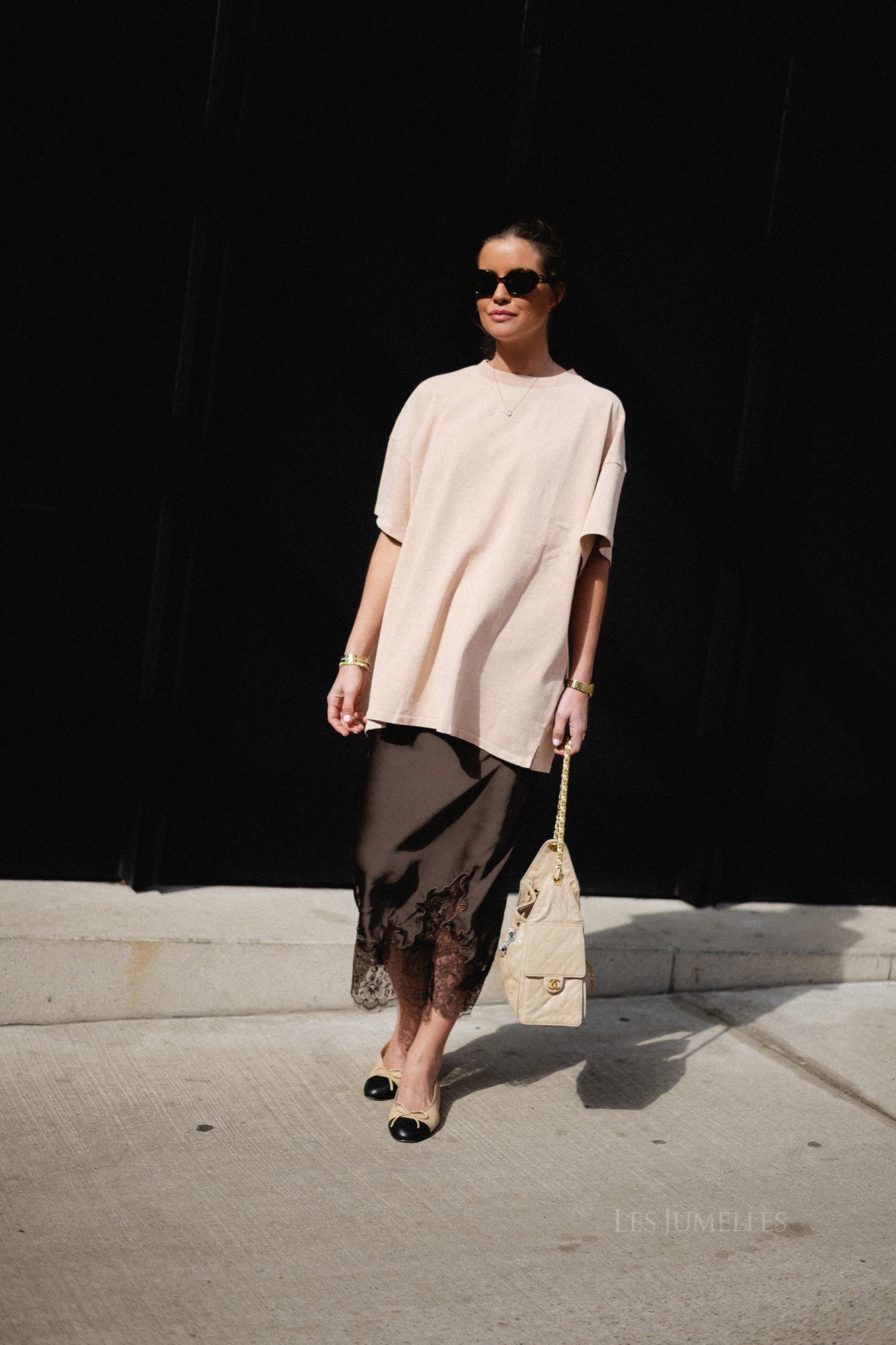 Visabel HW midi lace detail skirt chocolate brown