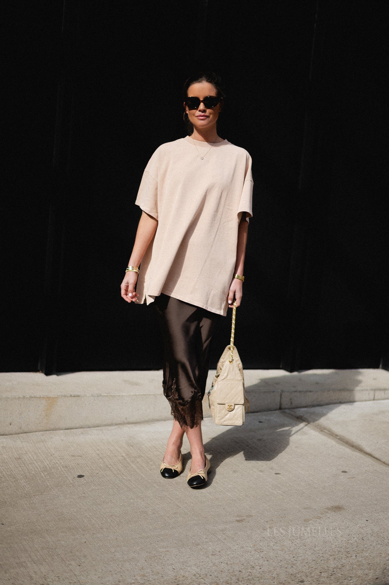 Visabel HW midi lace detail skirt chocolate brown