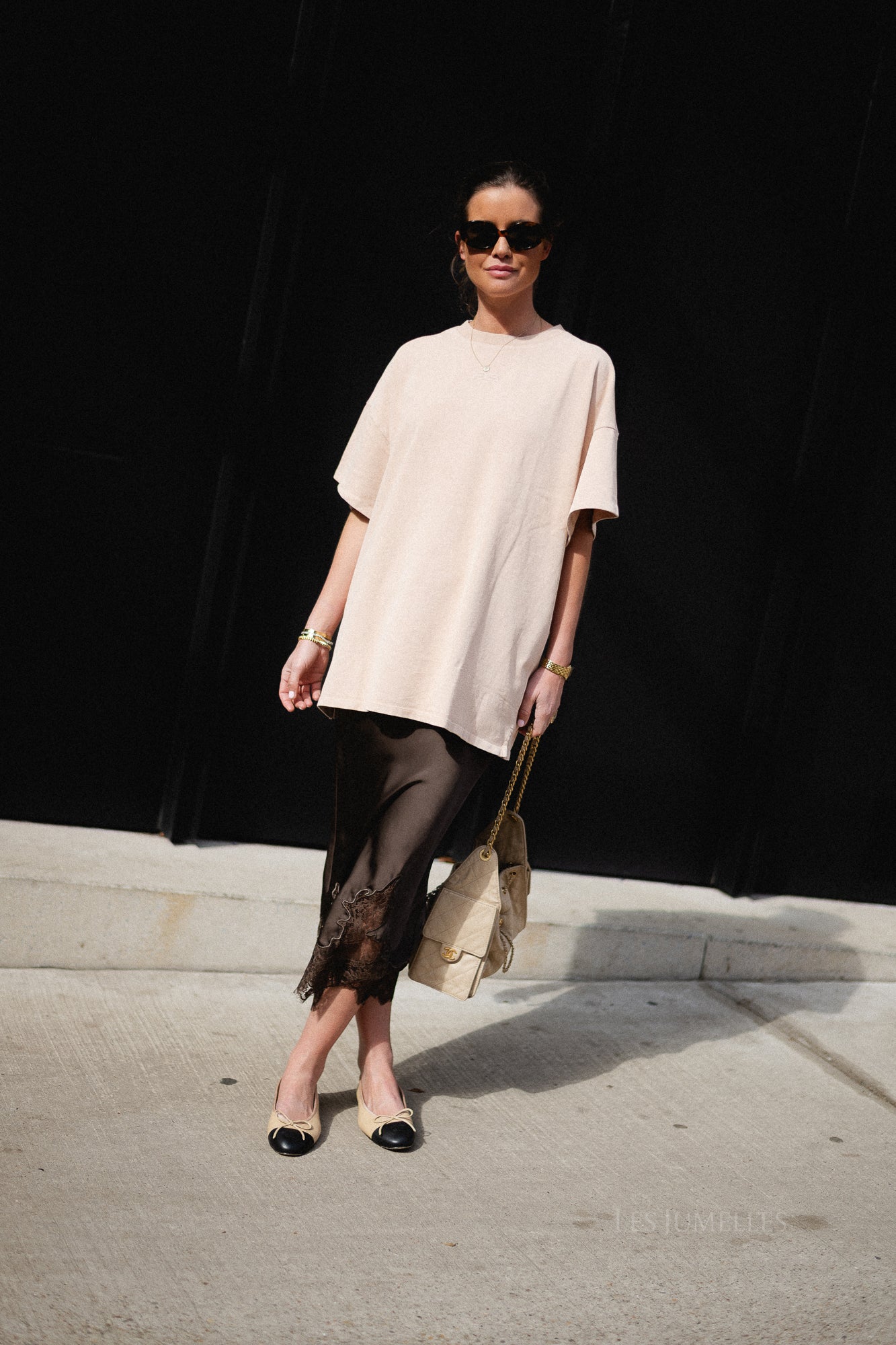 Visabel HW midi lace detail skirt chocolate brown