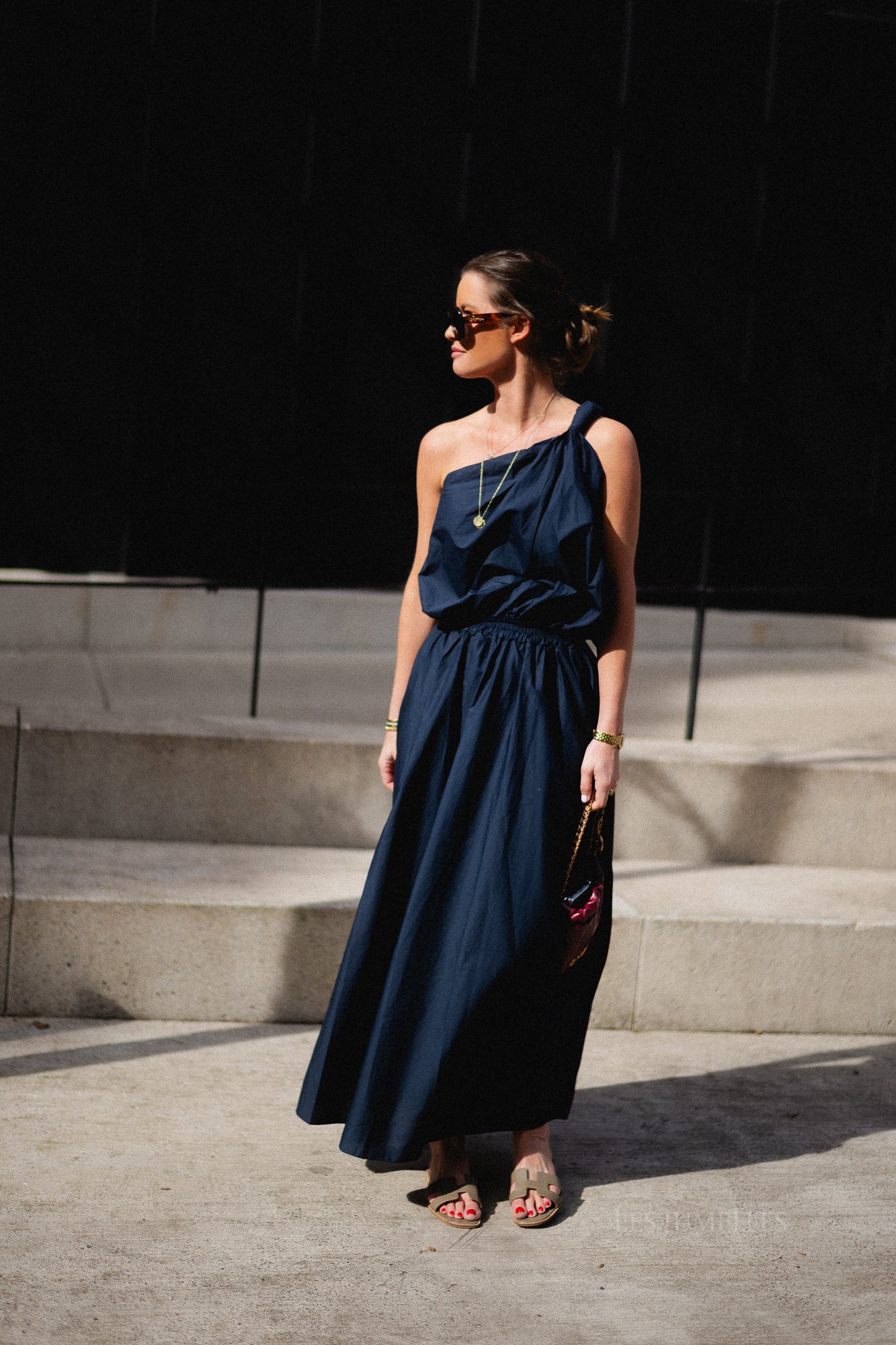 Fran one shoulder top navy