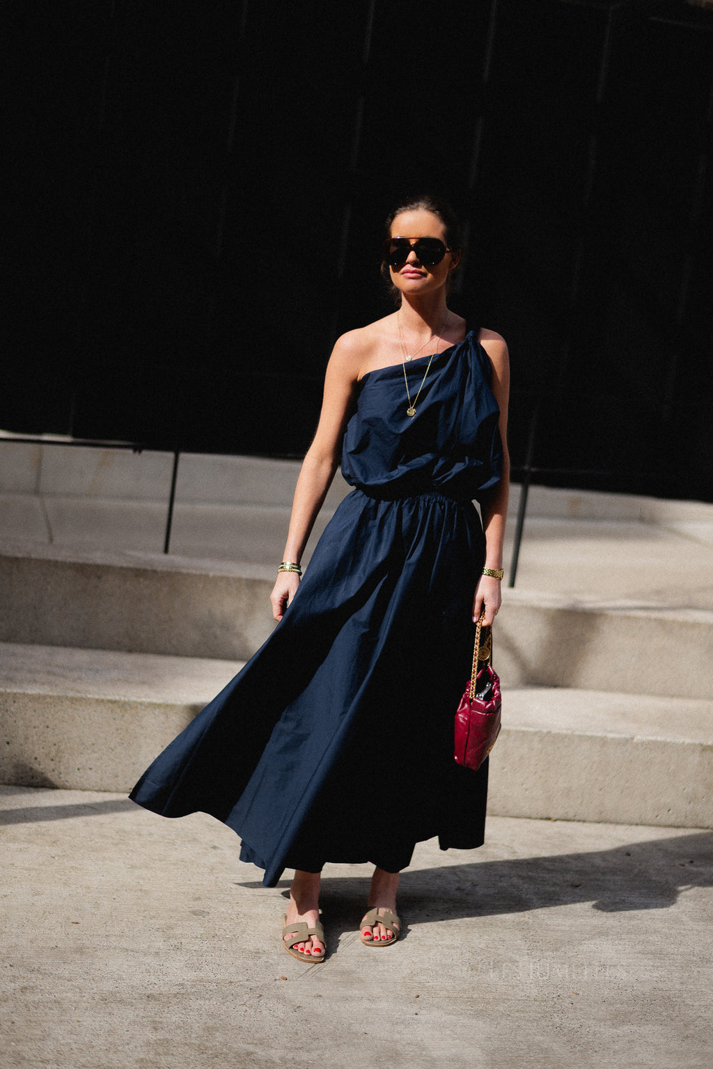 Fran one shoulder top navy