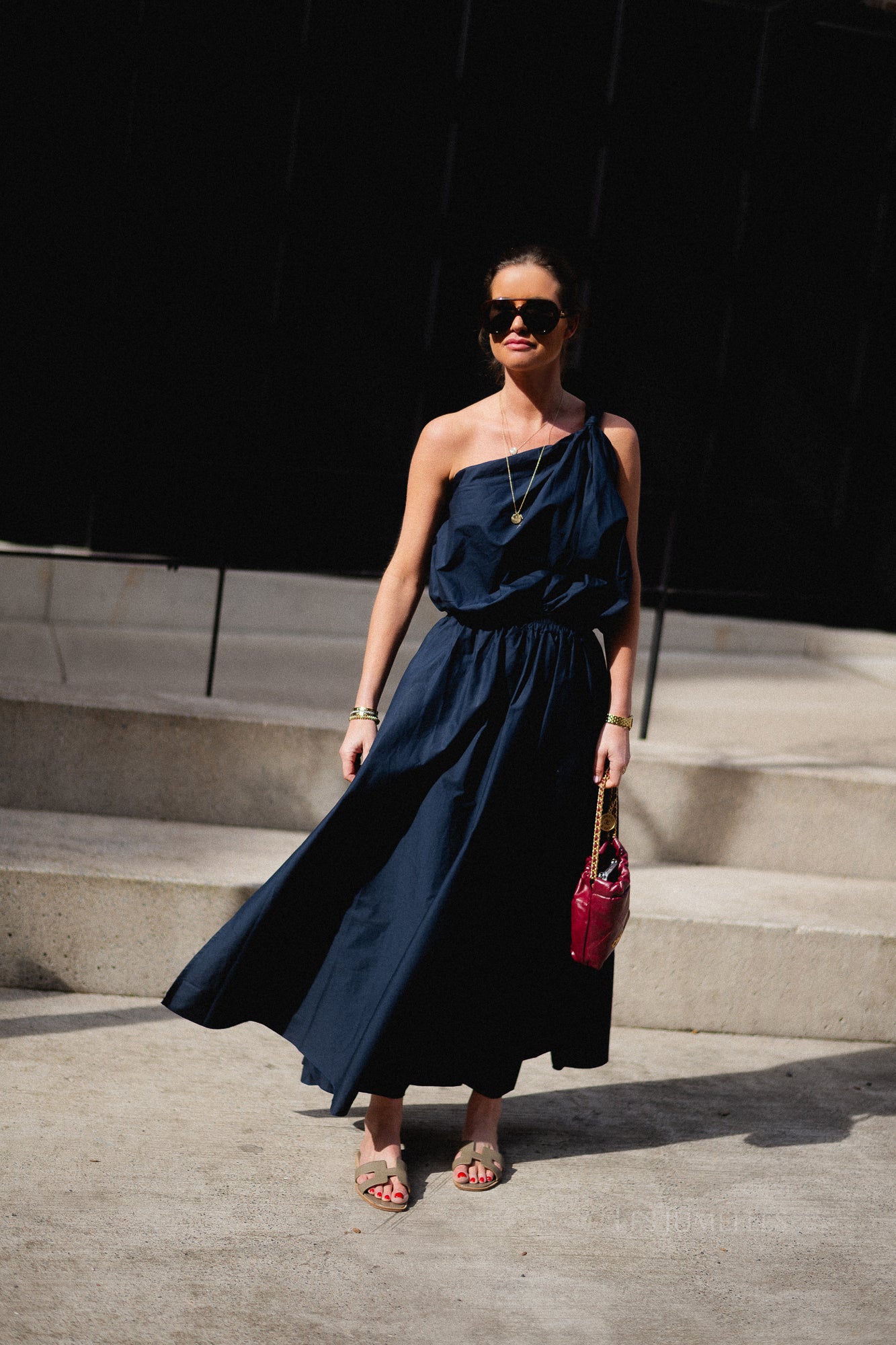 Fran one shoulder top navy