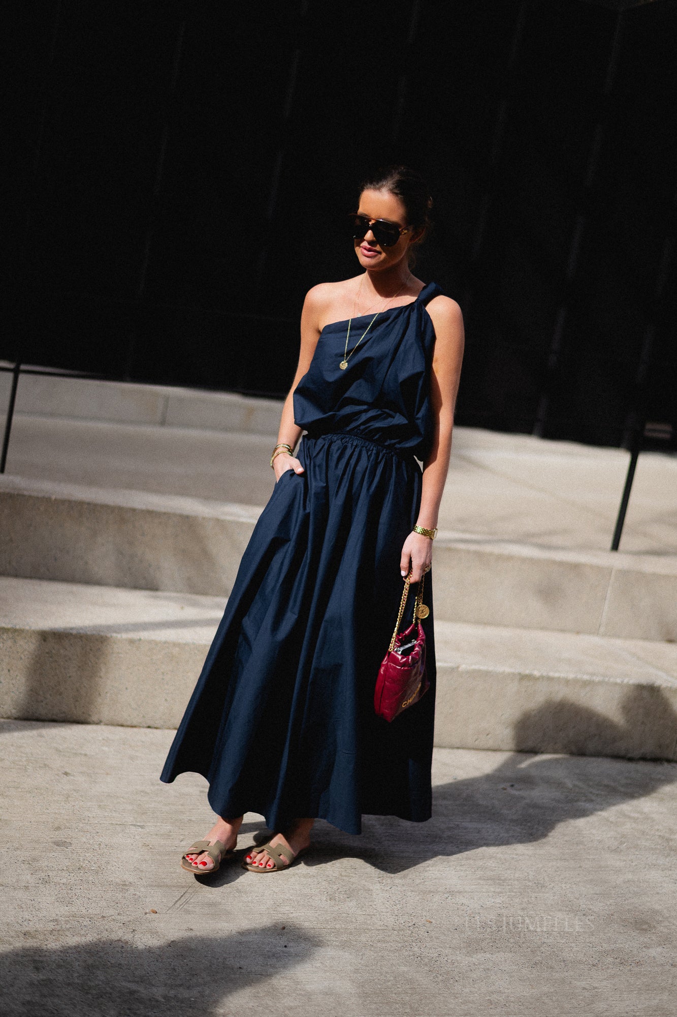 Fran one shoulder top navy