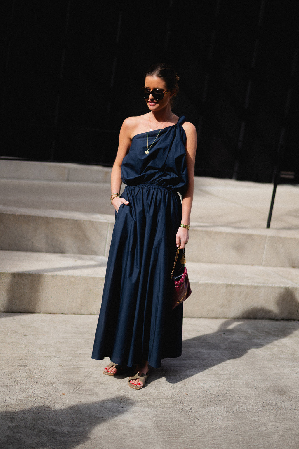 Fran one shoulder top navy