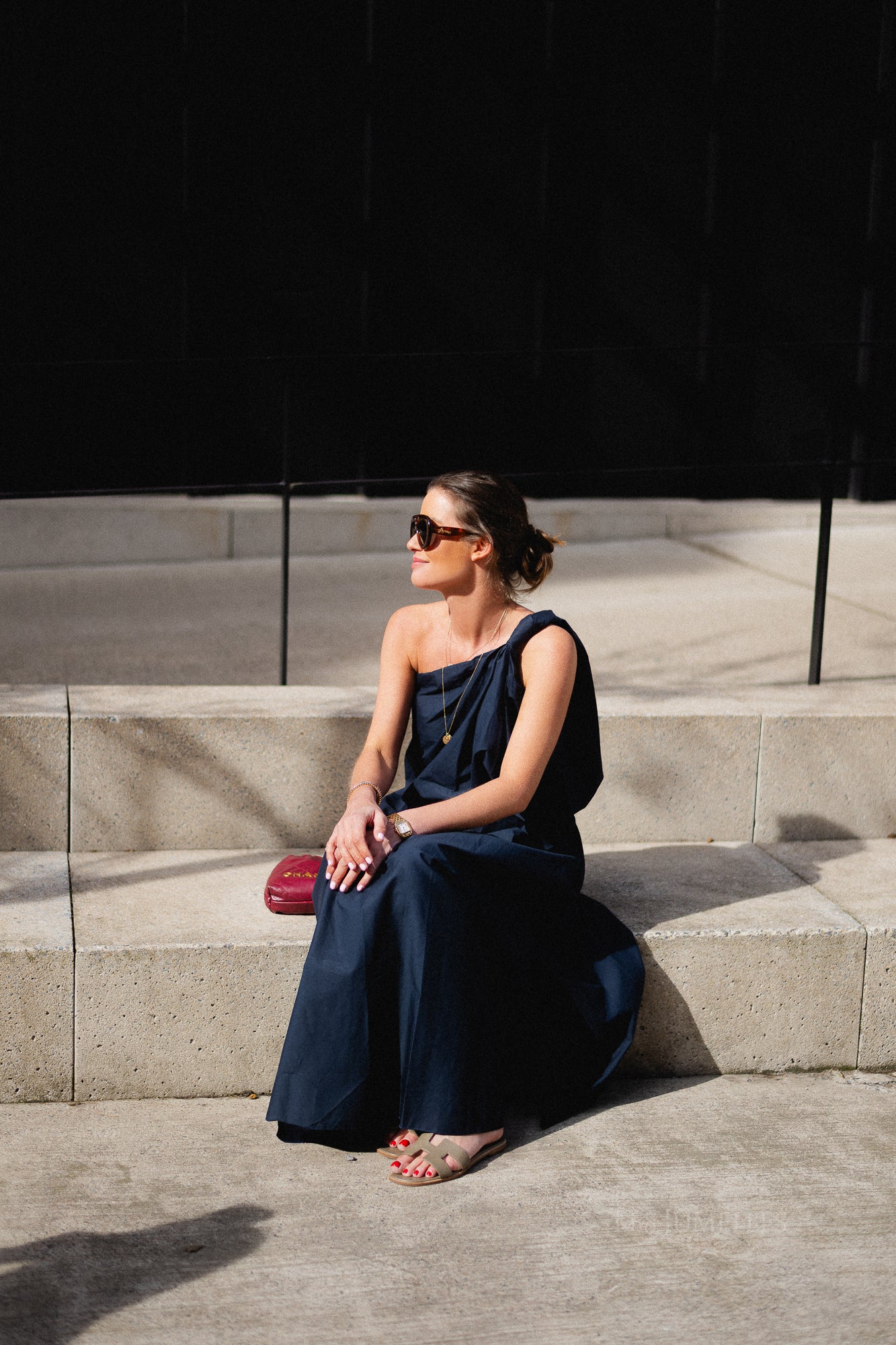 Fran one shoulder top navy