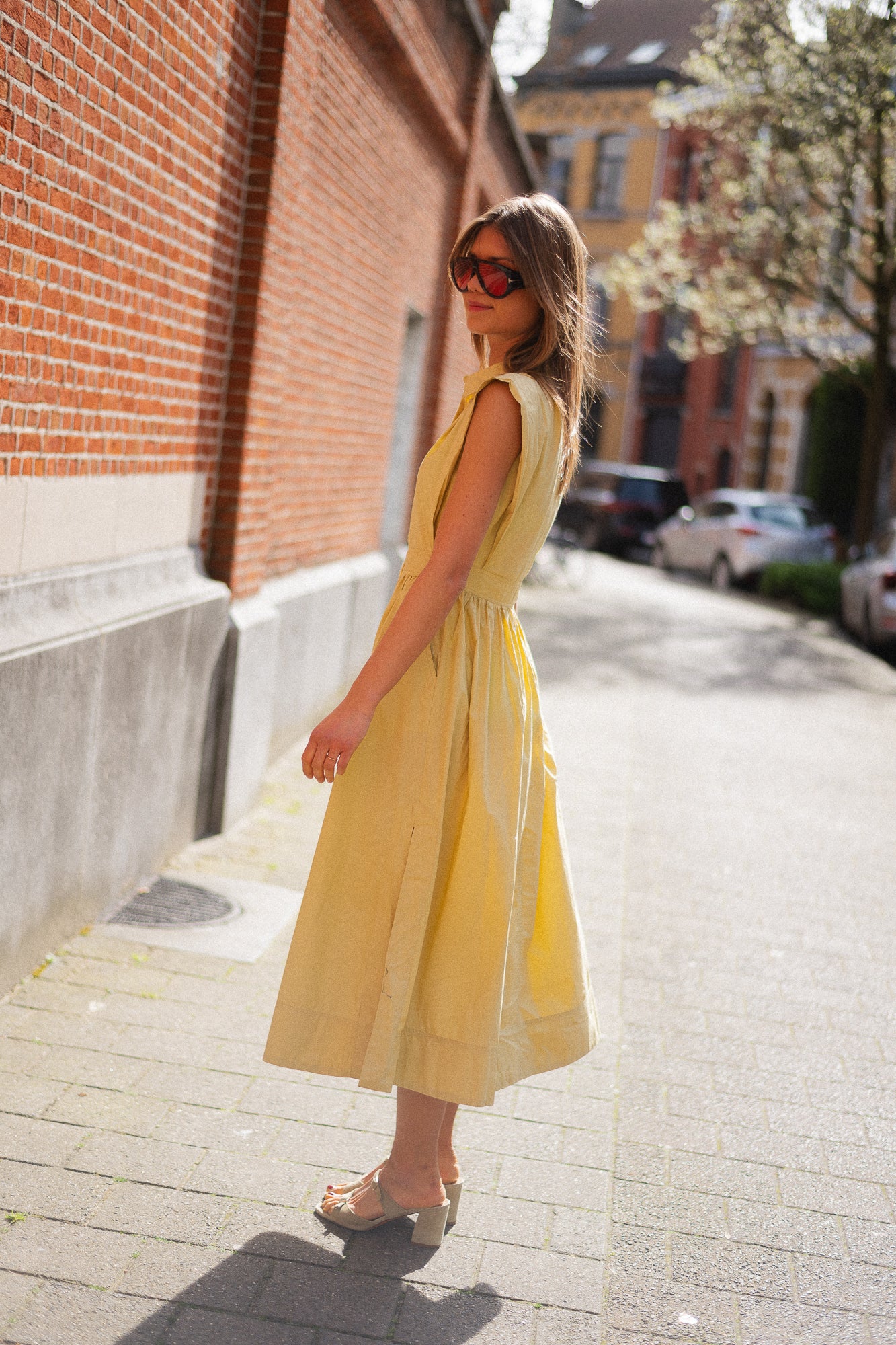 ROUAsher S/S midi dress silver fern