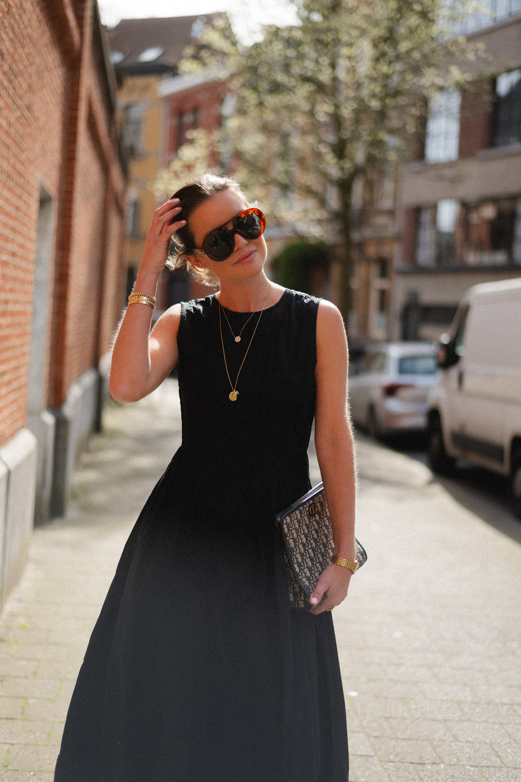 VIJimba O-neck midi dress black beauty