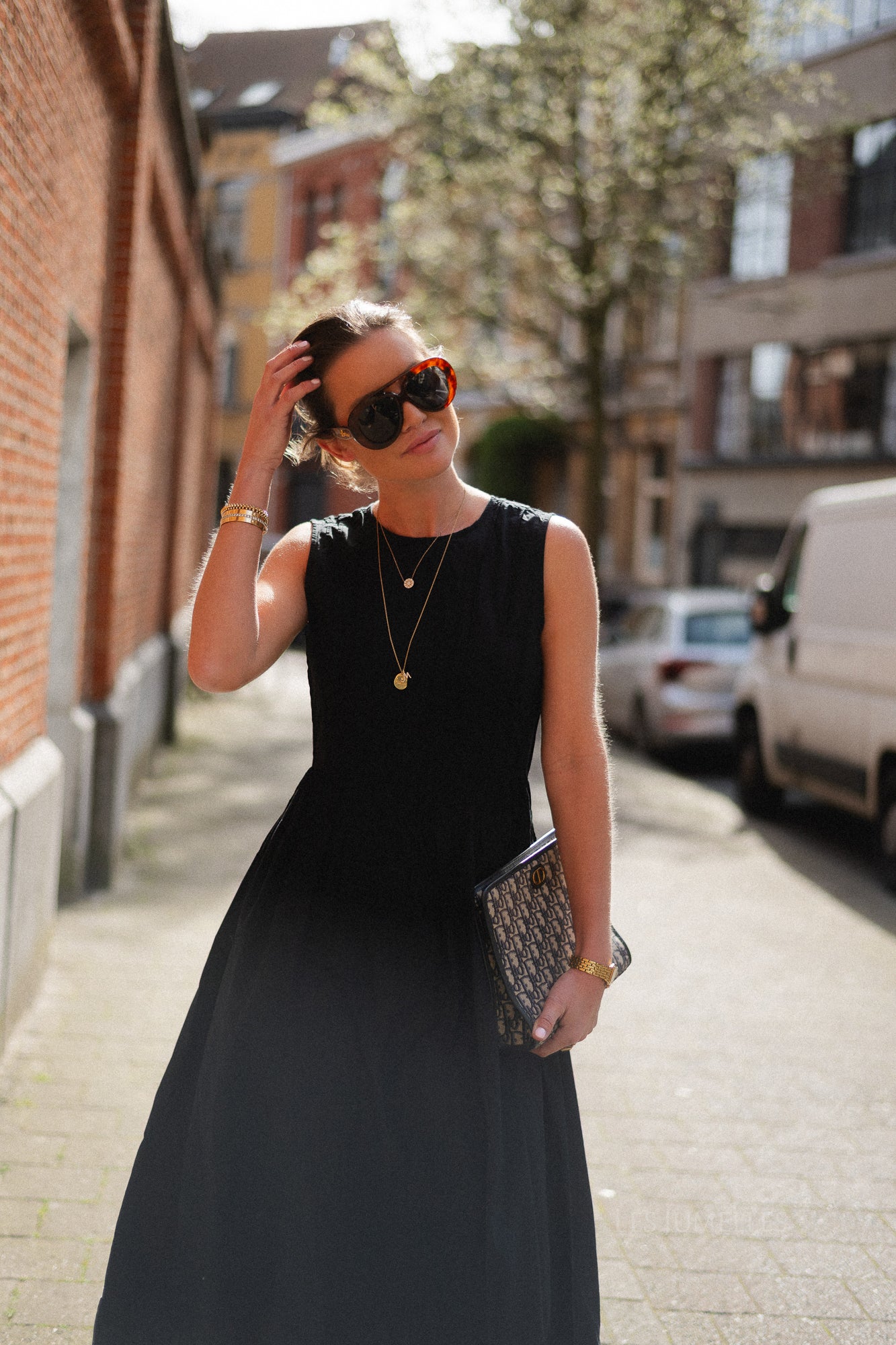 VIJimba O-neck midi dress black beauty