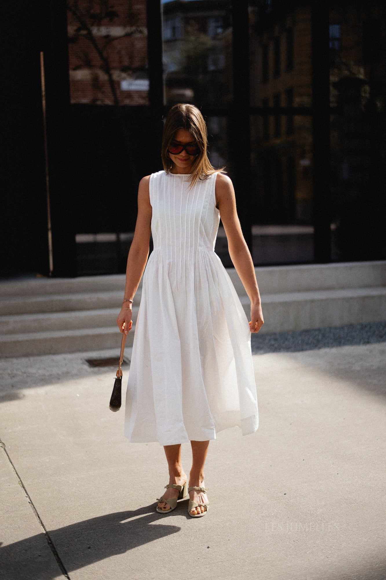 VIJImba O-neck midi dress snow white