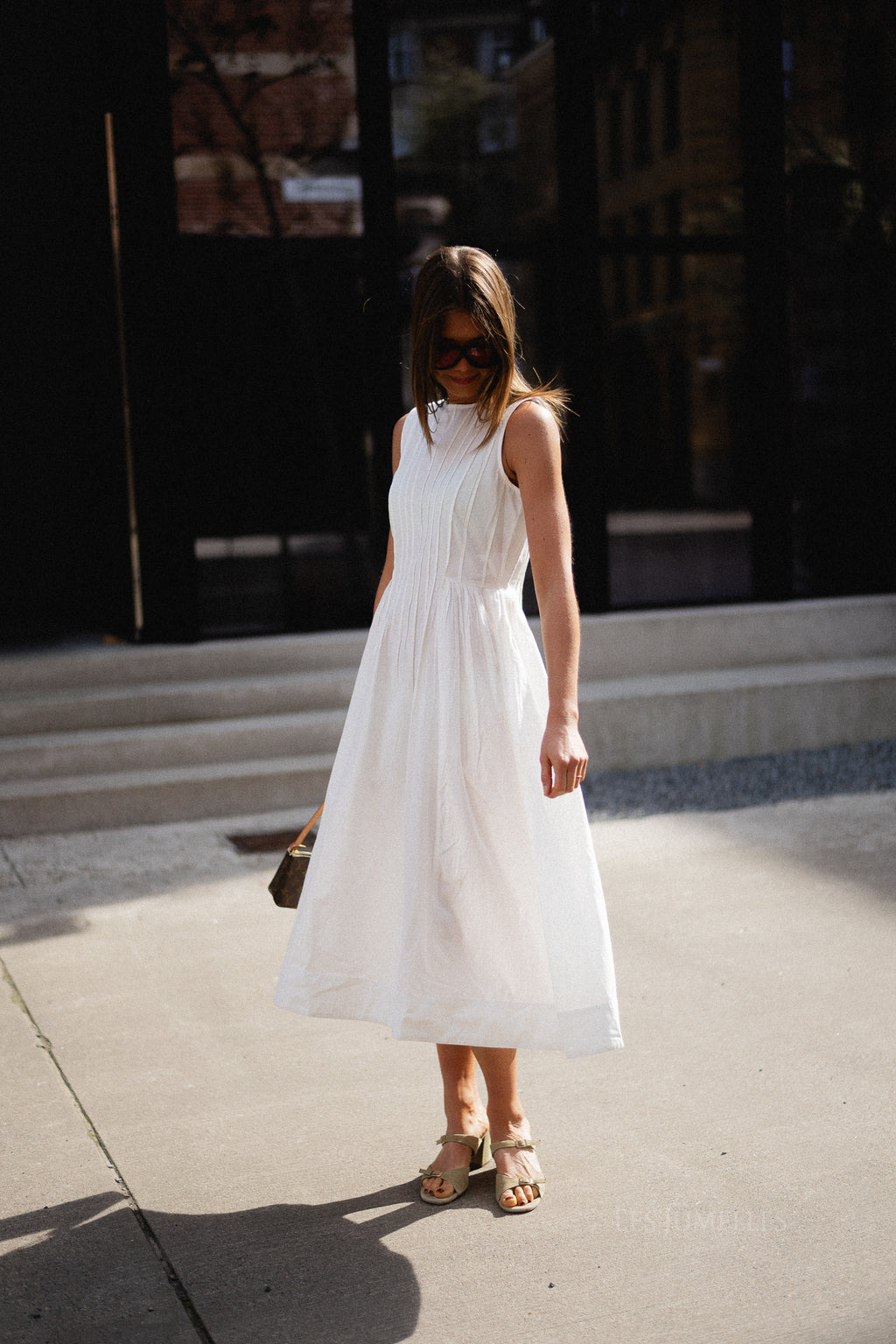 VIJImba O-neck midi dress snow white