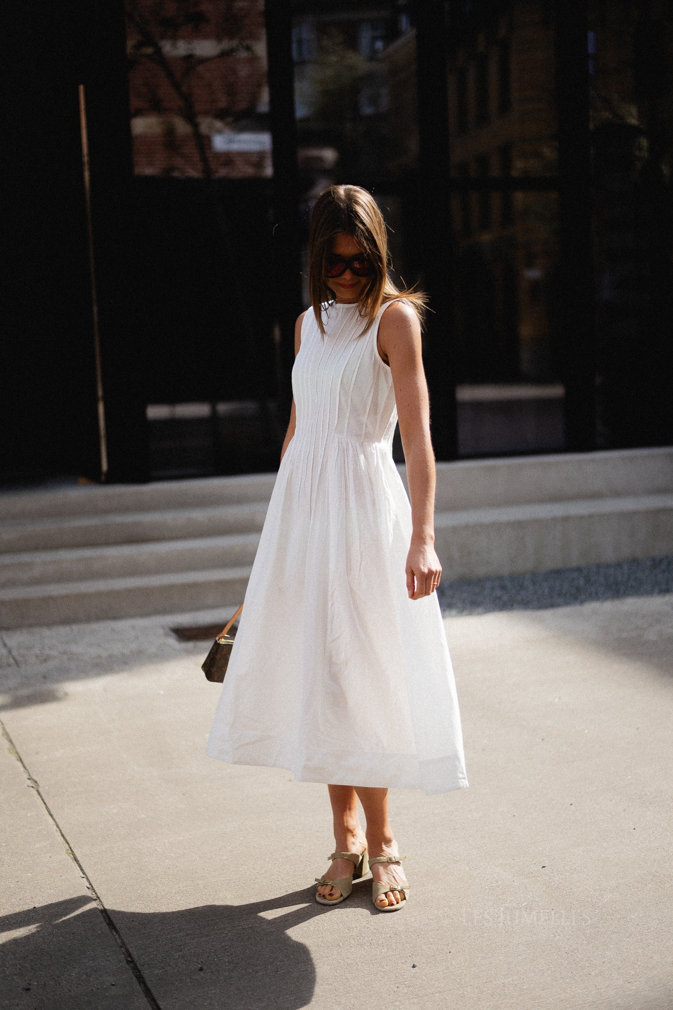 VIJImba O-neck midi dress snow white