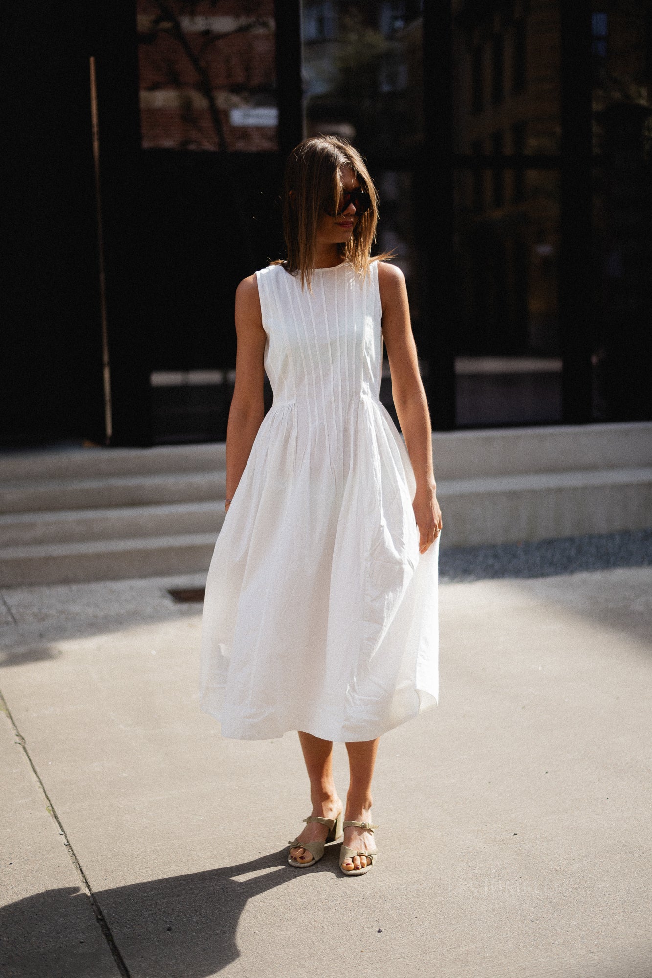 VIJImba O-neck midi dress snow white