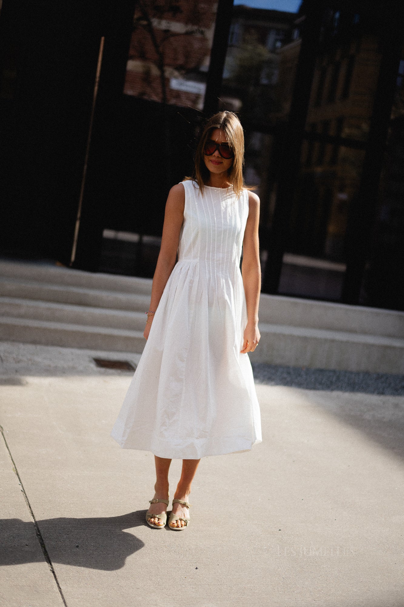 VIJImba O-neck midi dress snow white