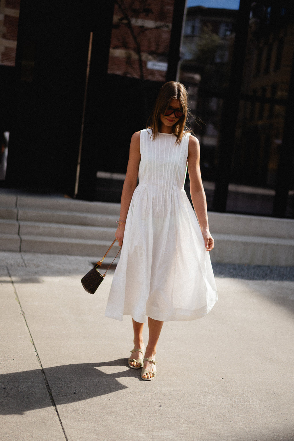 VIJImba O-neck midi dress snow white