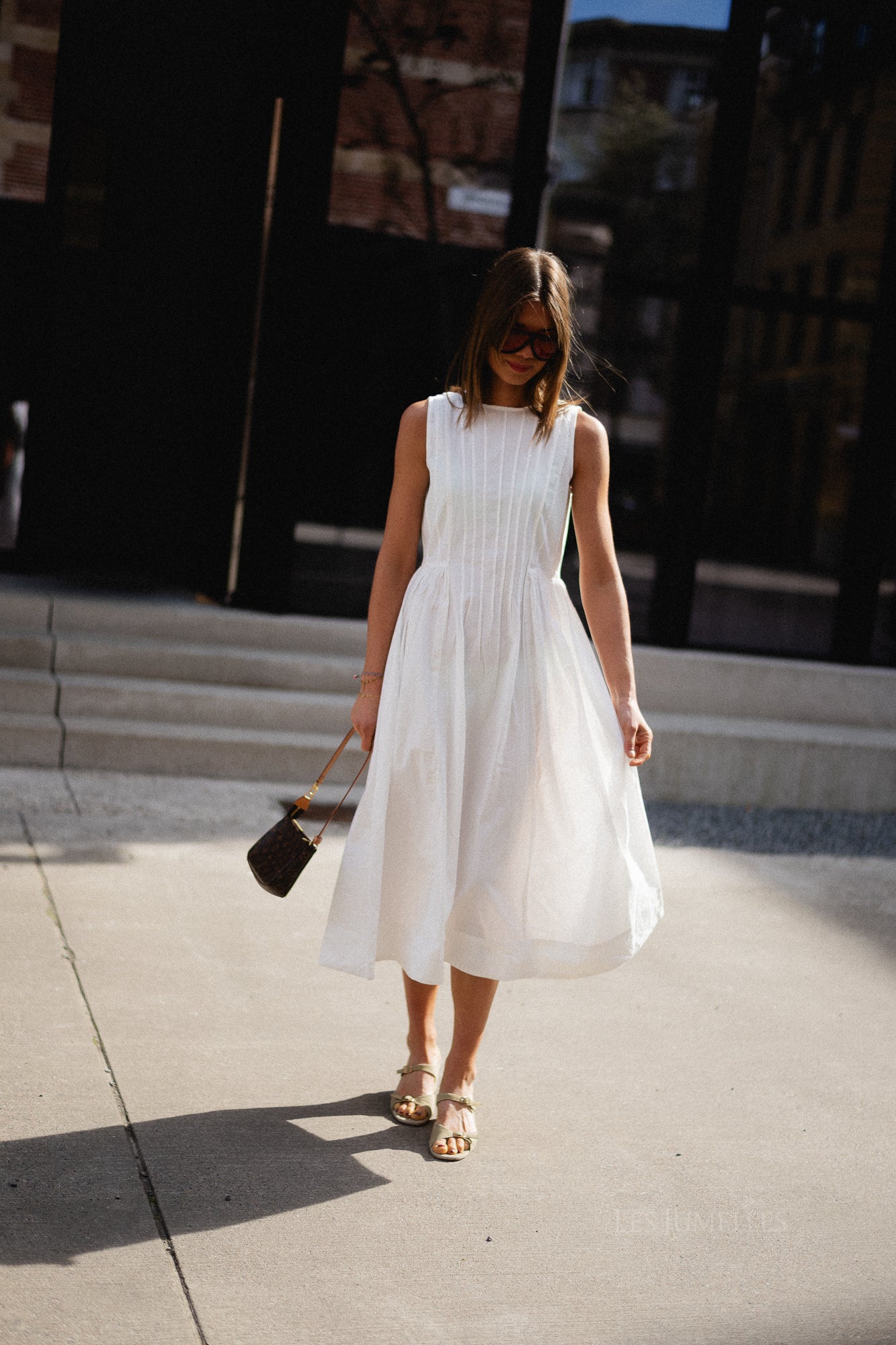 VIJImba O-neck midi dress snow white