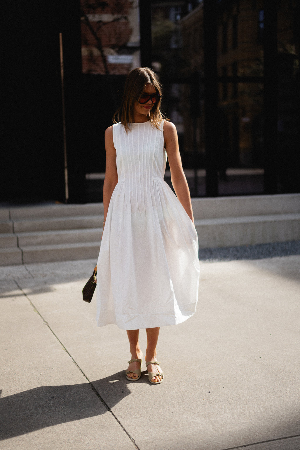 VIJImba O-neck midi dress snow white