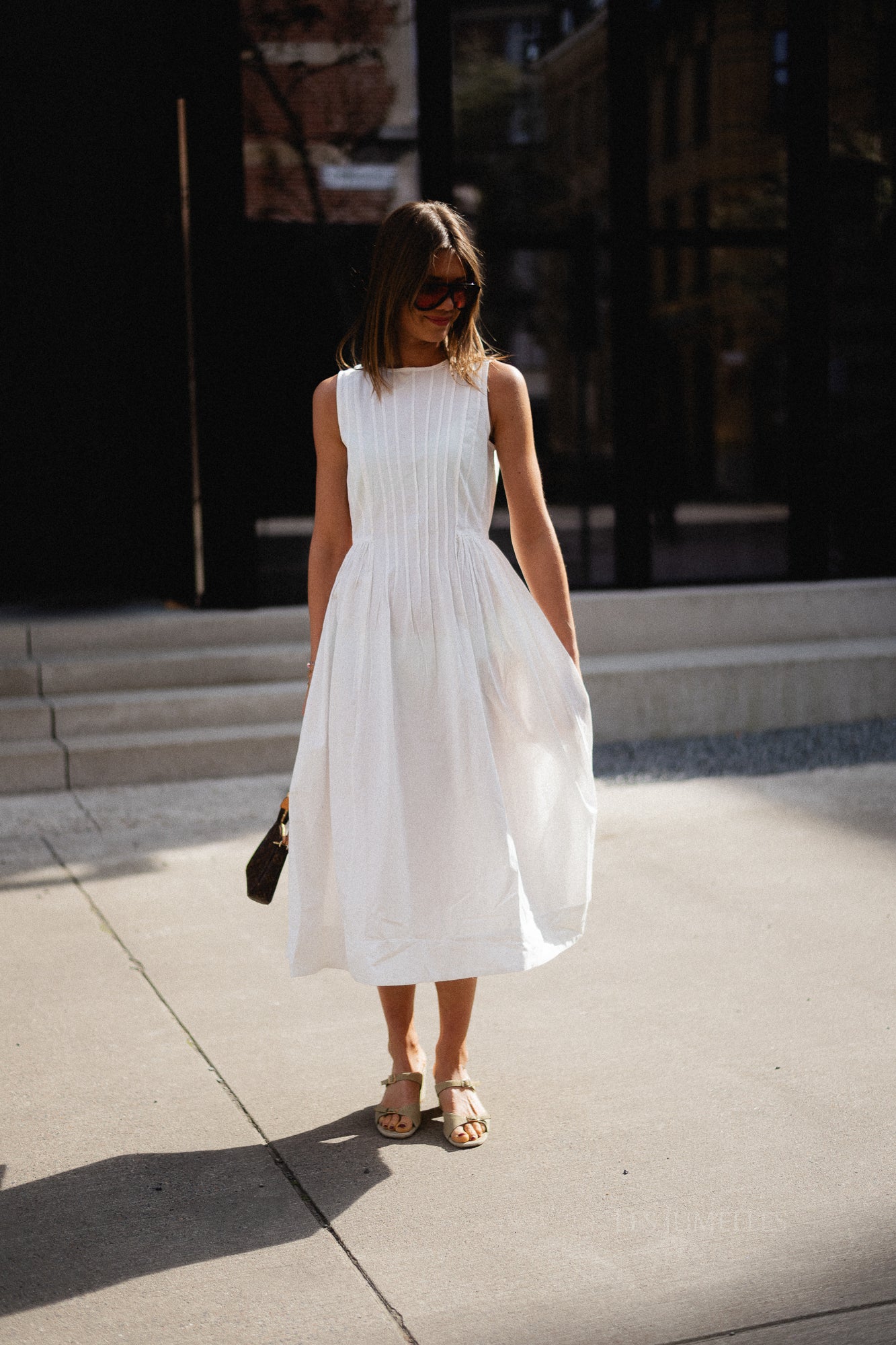 VIJImba O-neck midi dress snow white