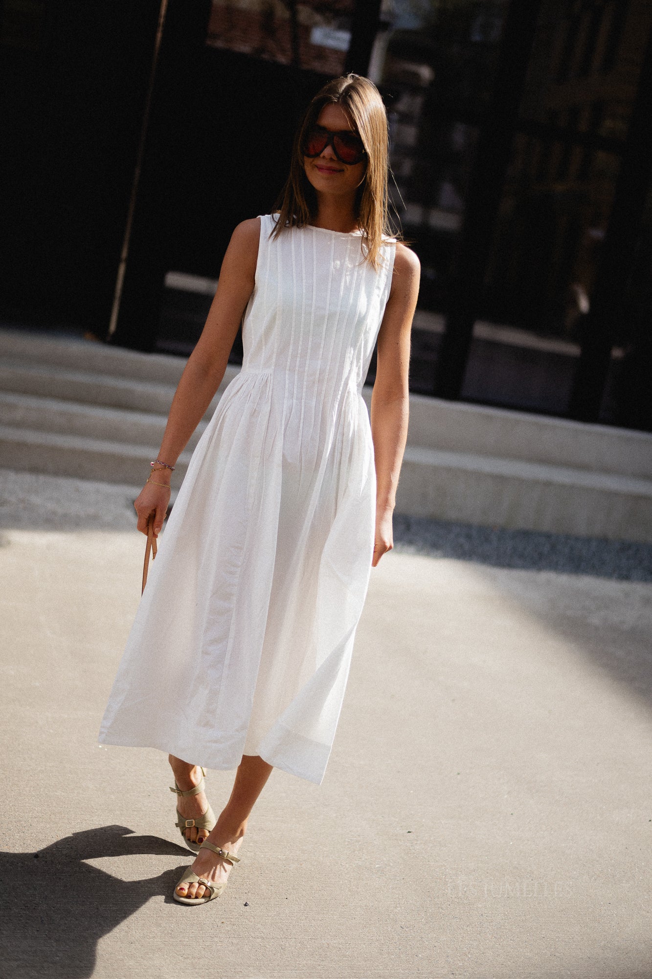 VIJImba O-neck midi dress snow white