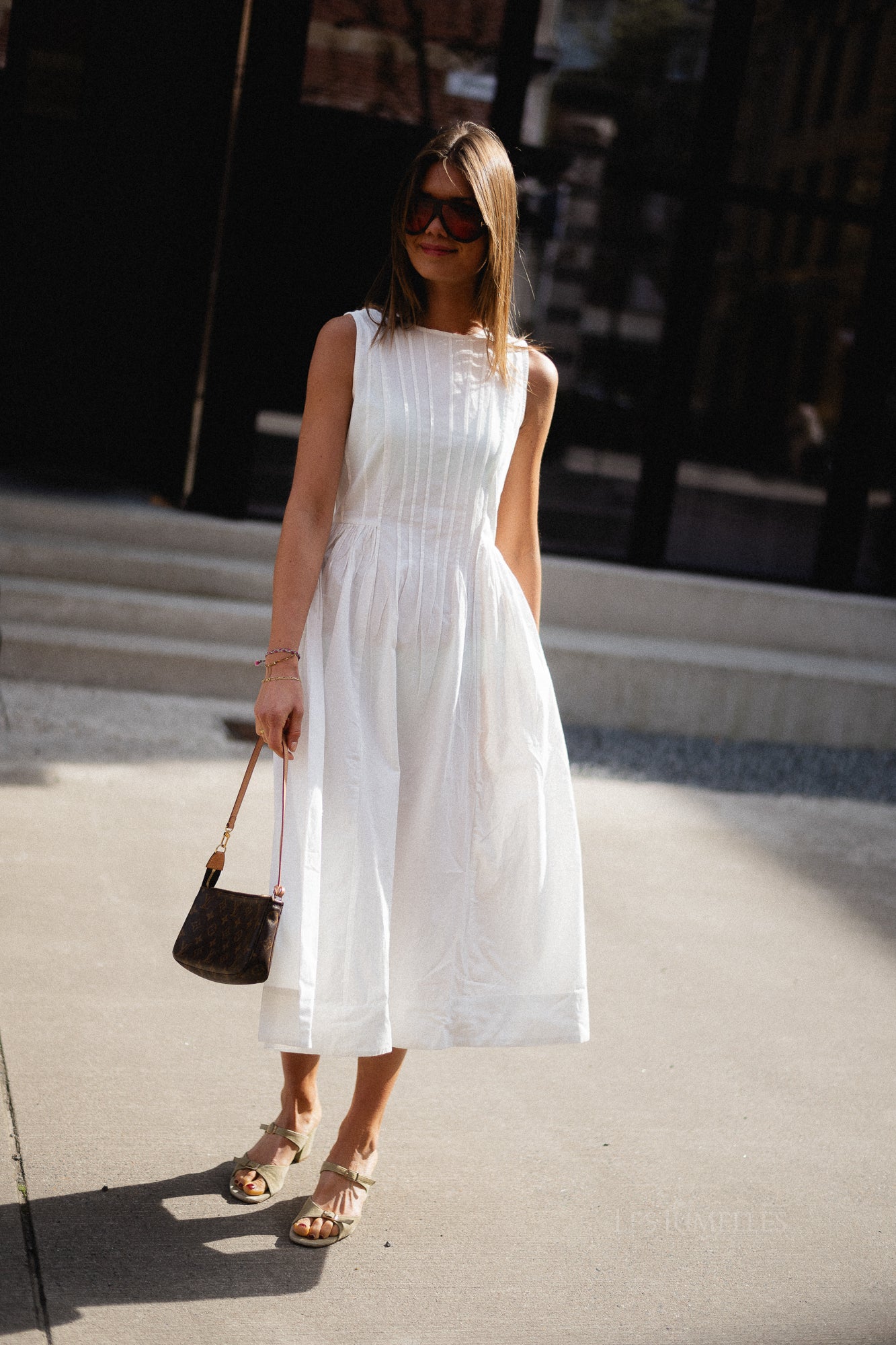 VIJImba O-neck midi dress snow white