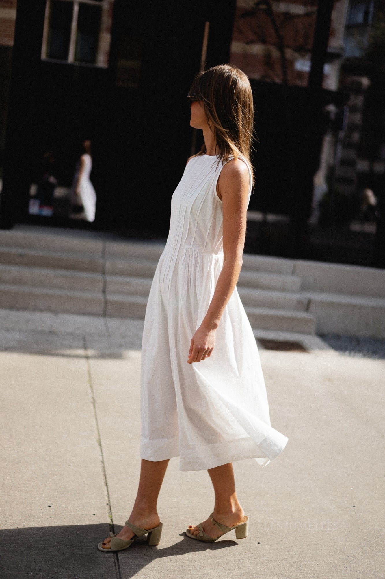 VIJImba O-neck midi dress snow white