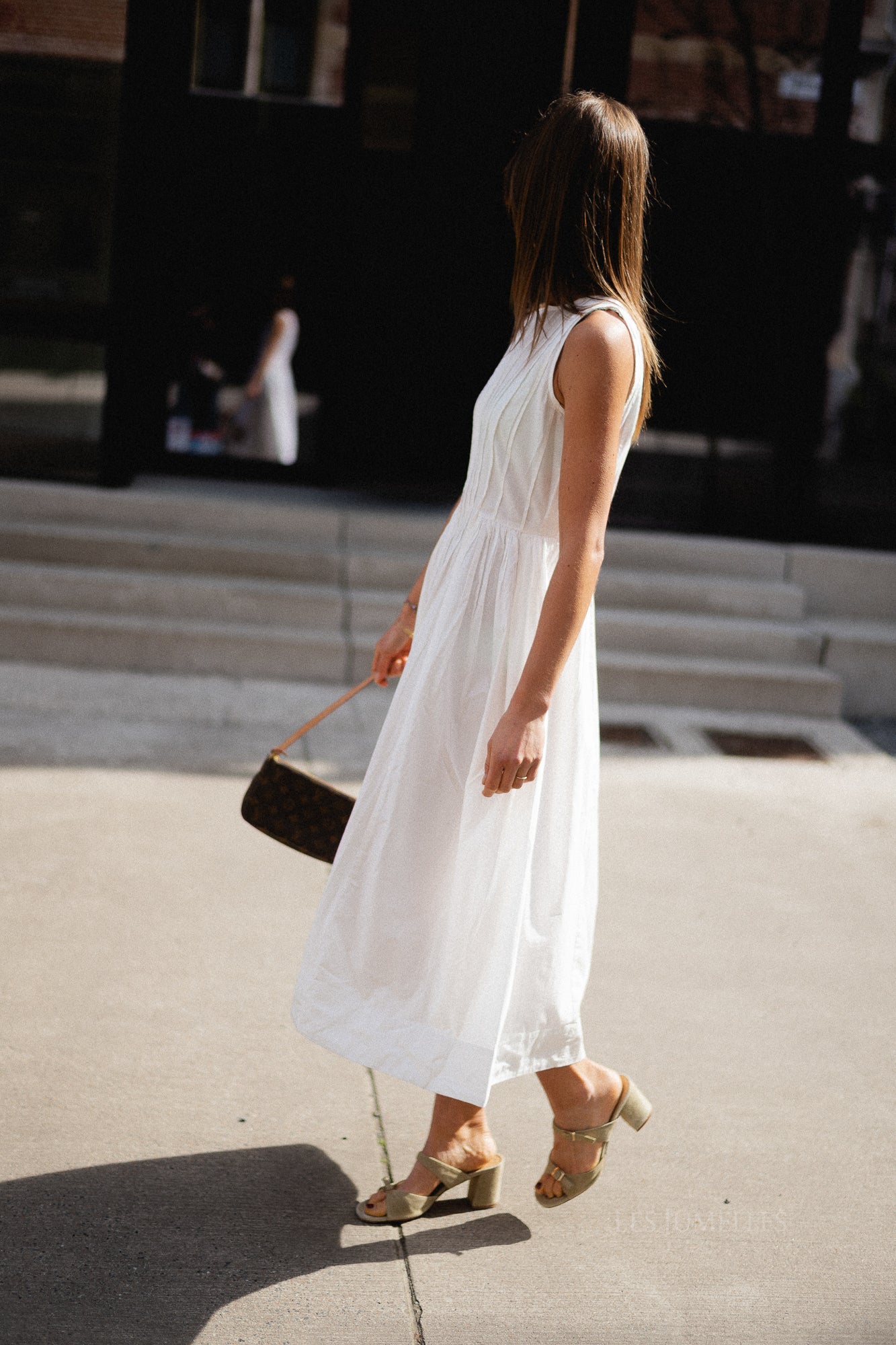 VIJImba O-neck midi dress snow white