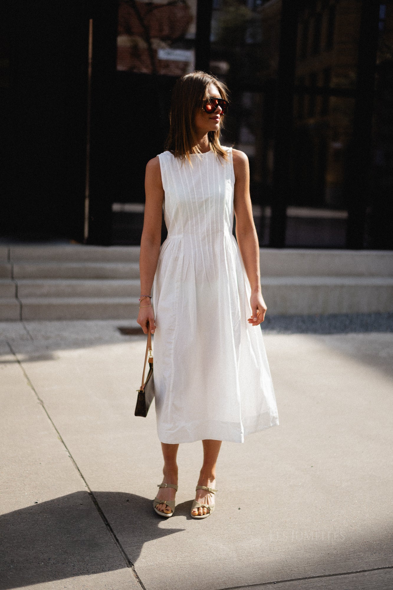 VIJImba O-neck midi dress snow white