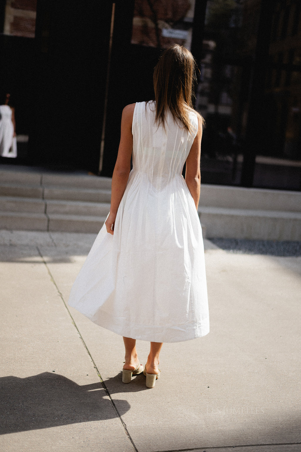 VIJImba O-neck midi dress snow white