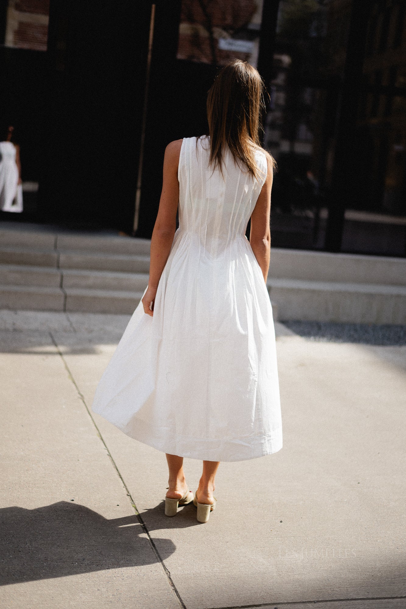 VIJImba O-neck midi dress snow white