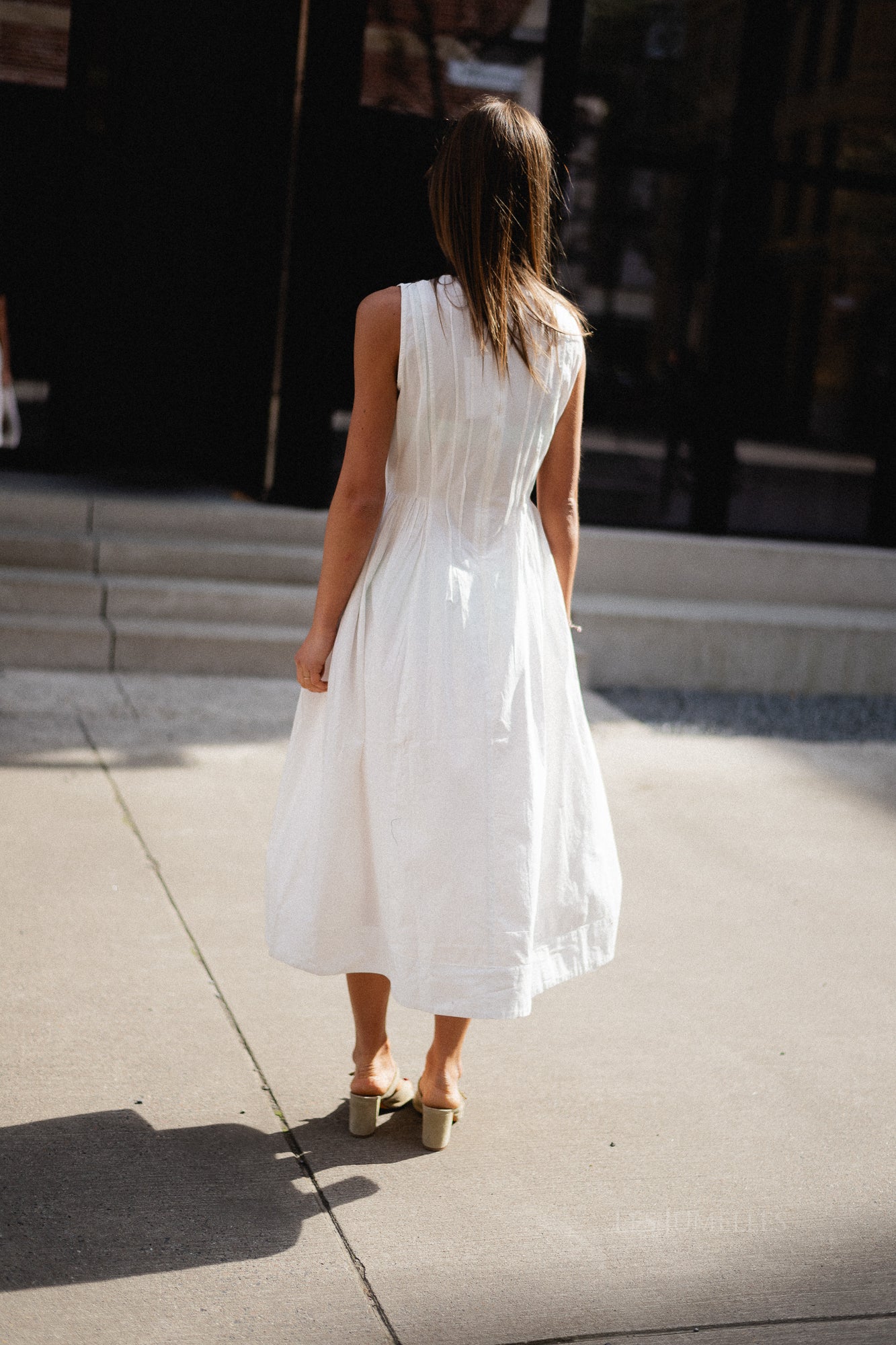 VIJImba O-neck midi dress snow white