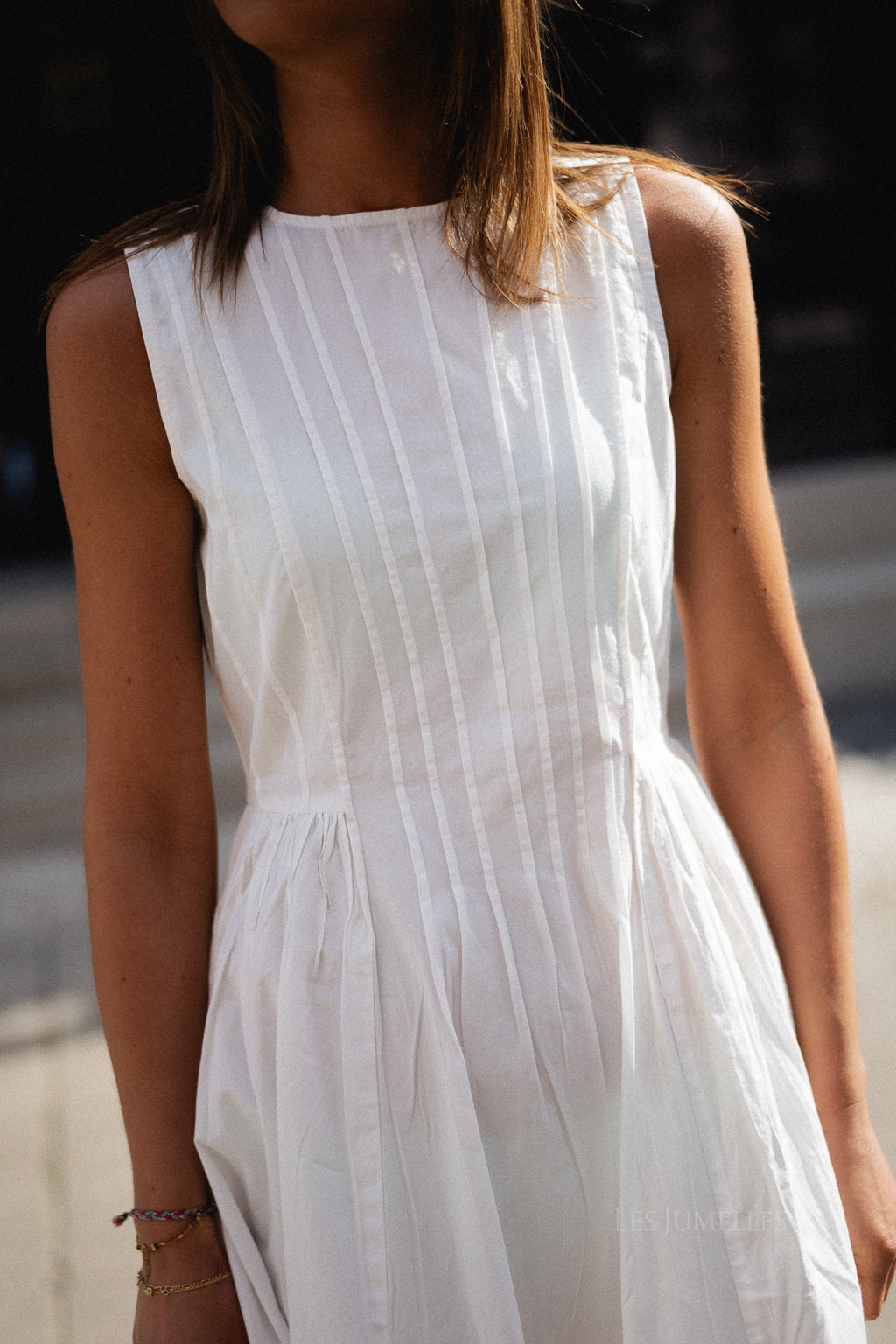VIJImba O-neck midi dress snow white