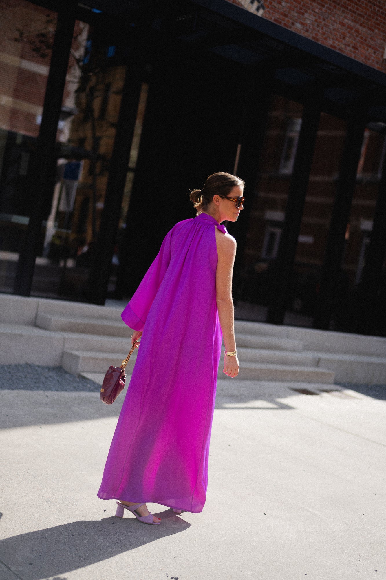 Chloe one shoulder maxi dress orchid purple