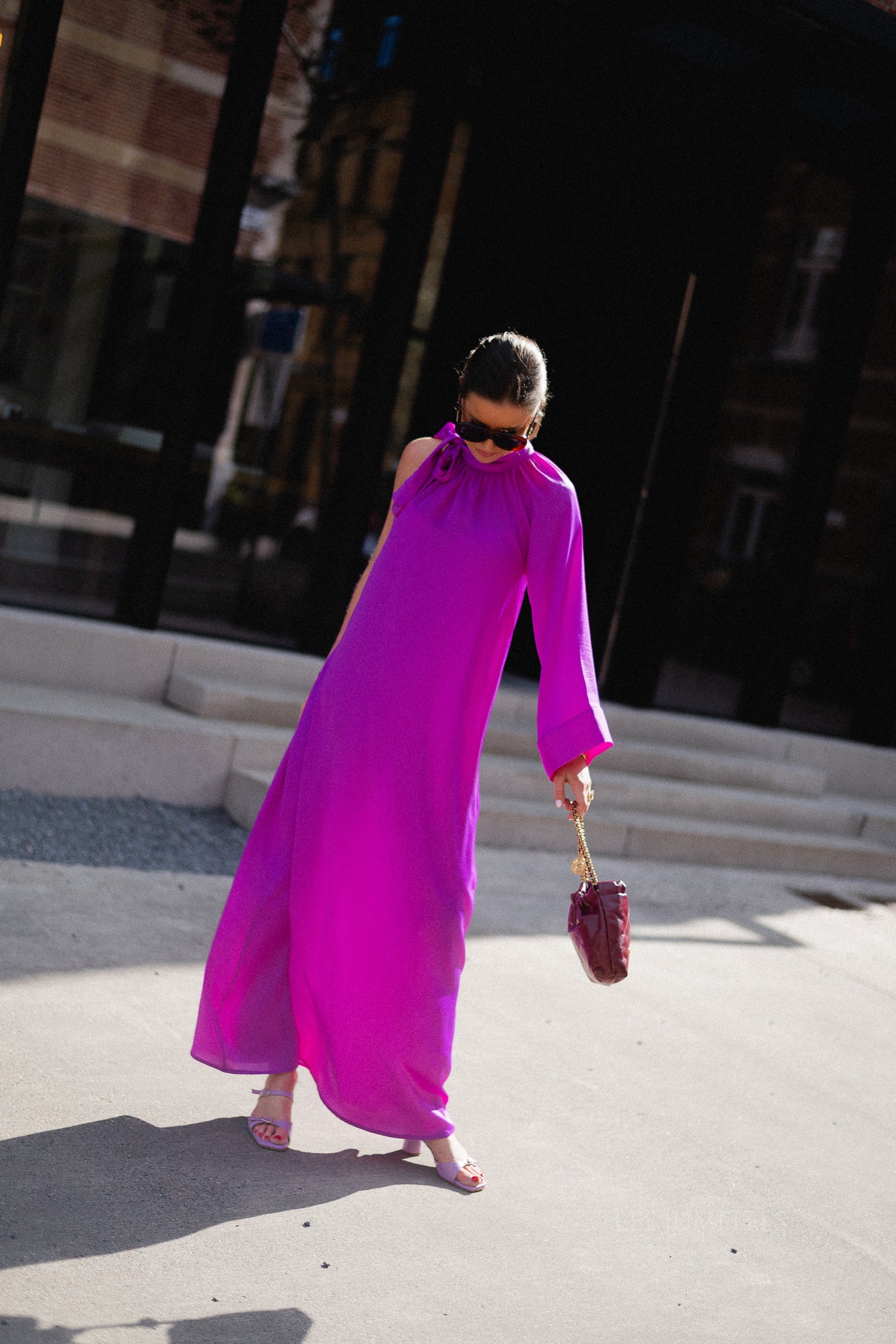 Chloe one shoulder maxi dress orchid purple