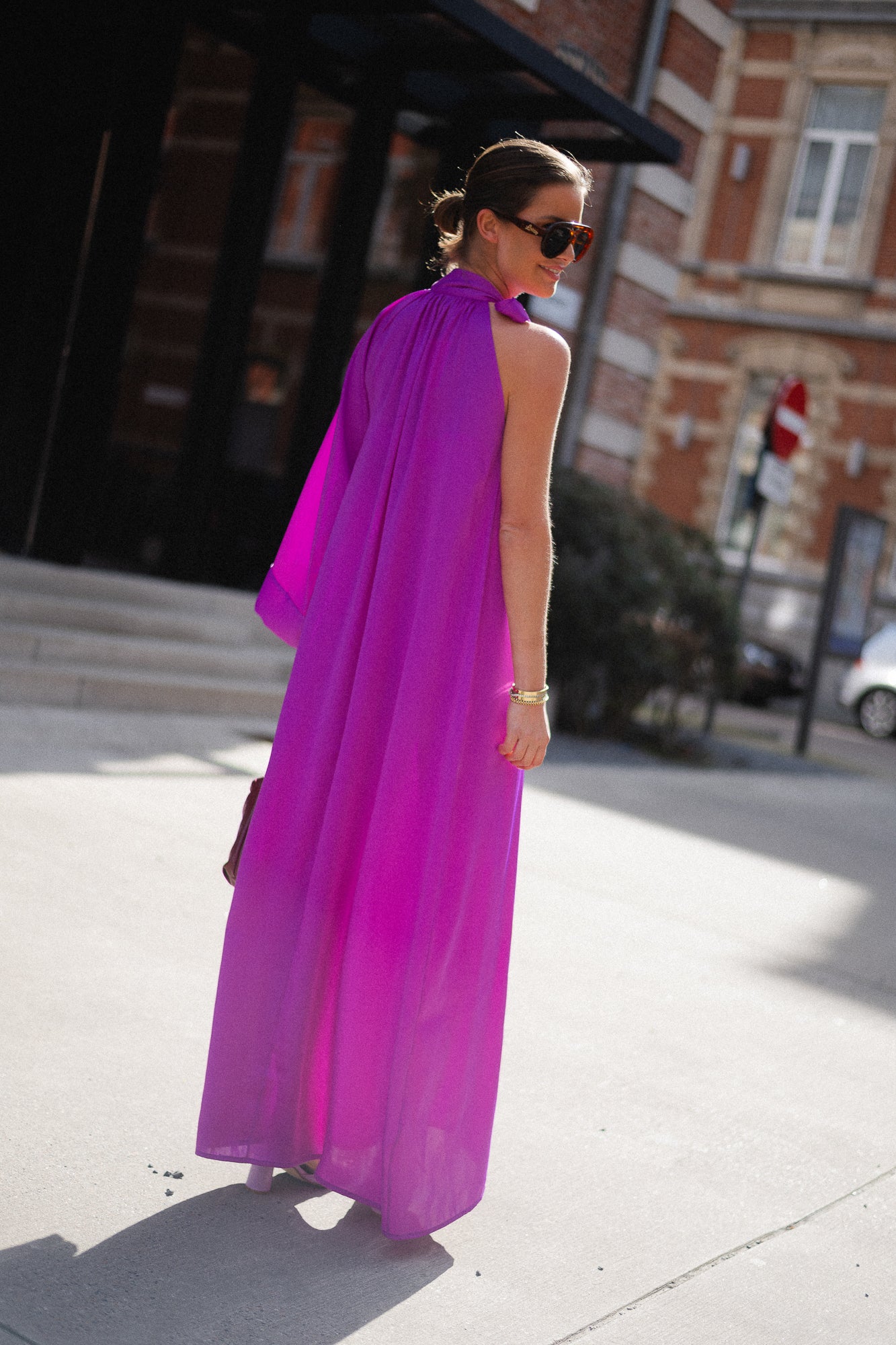 Chloe one shoulder maxi dress orchid purple