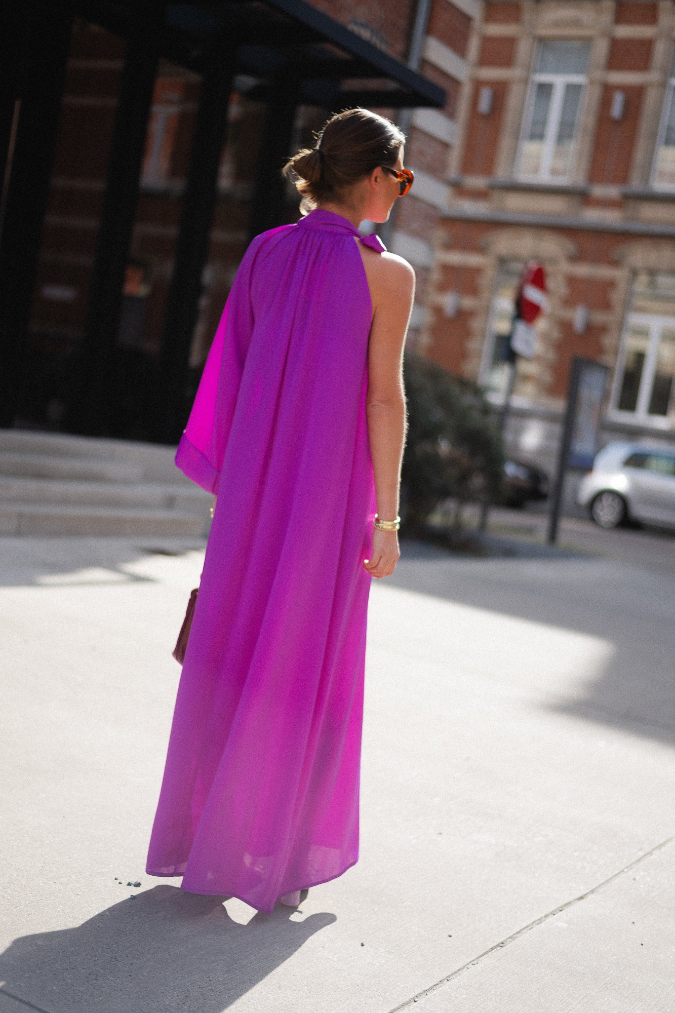 Chloe one shoulder maxi dress orchid purple