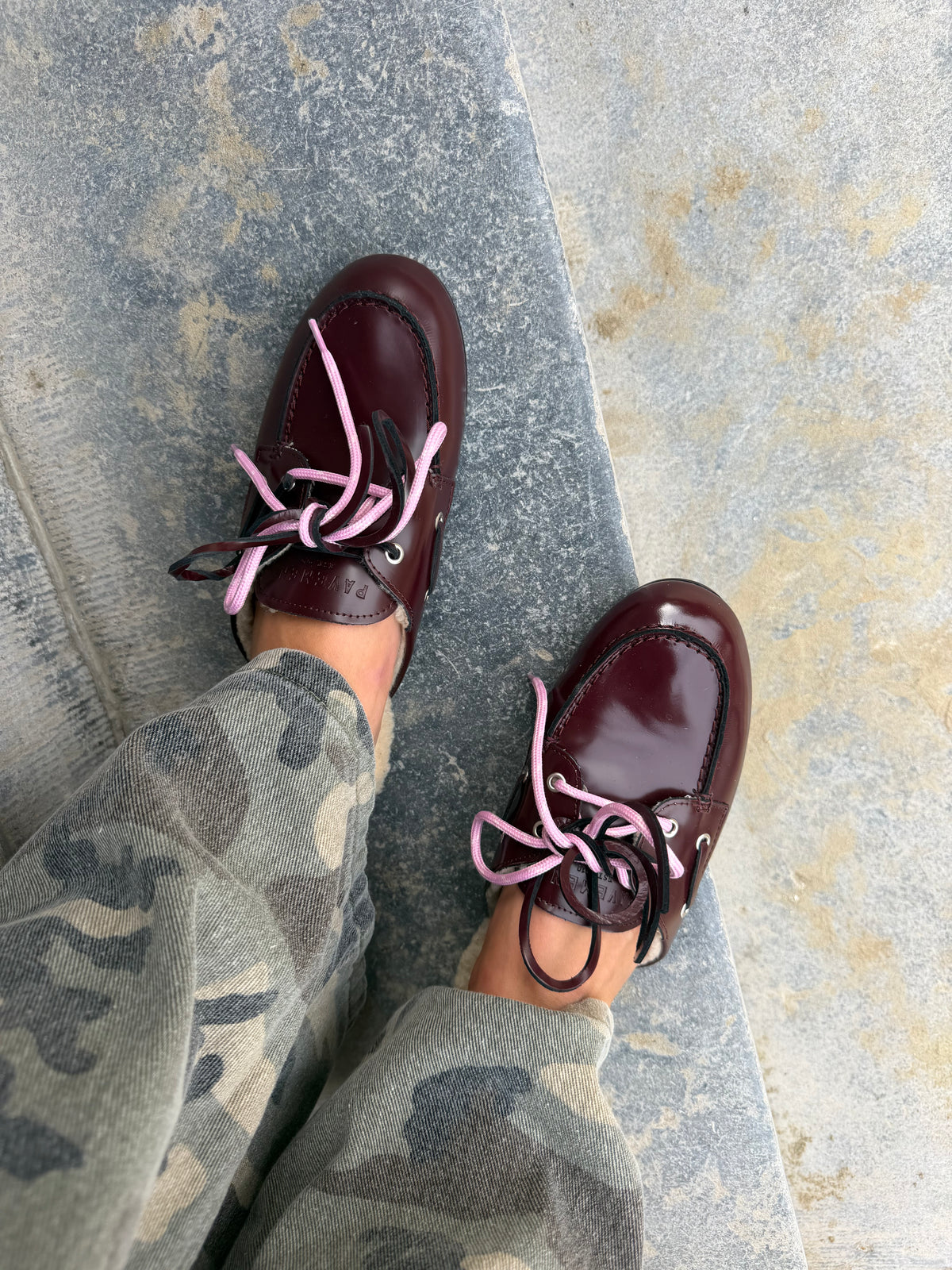 PAYasma lace fur loafers bordeaux polido