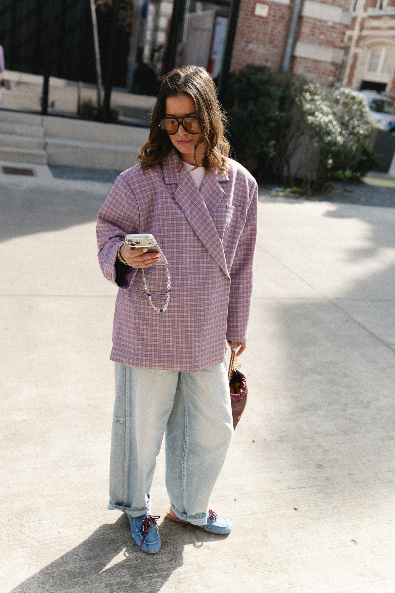 Chloe oversized signature check blazer lilac/sunburn