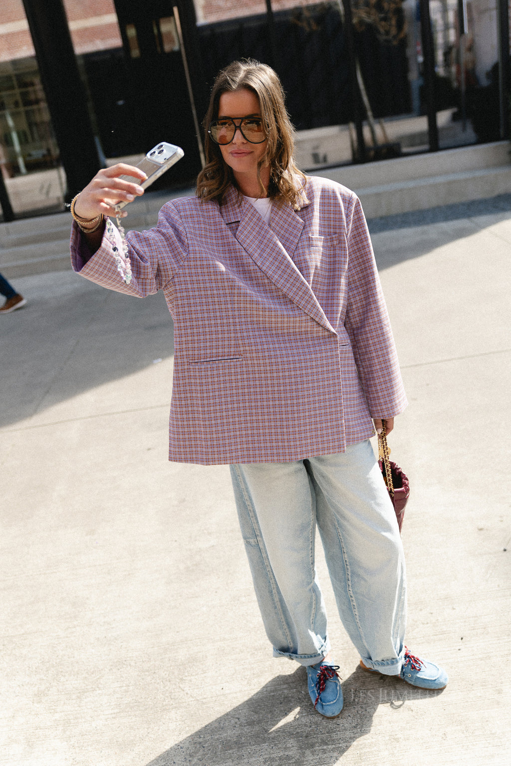 Chloe oversized signature check blazer lilac/sunburn