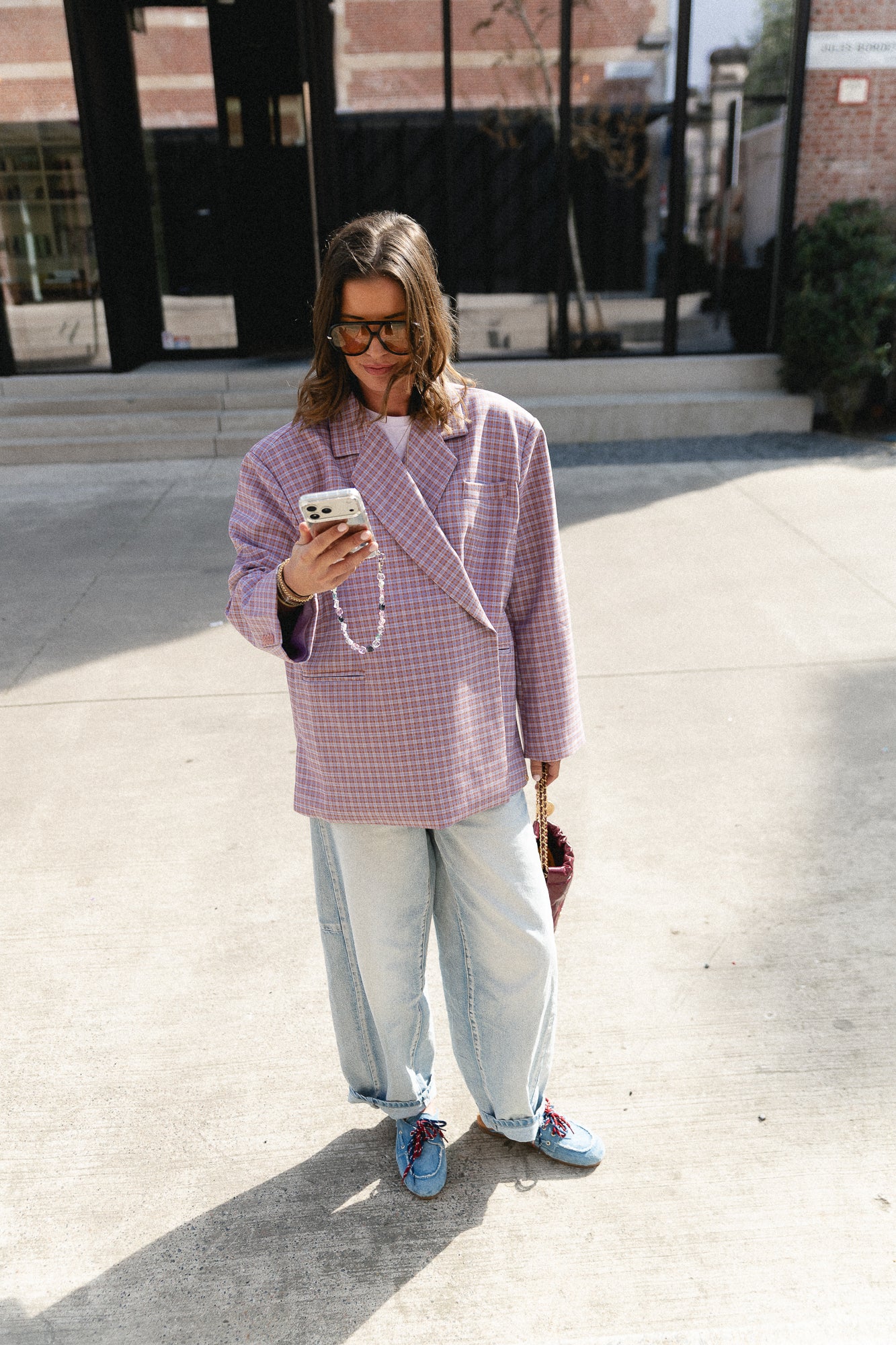 Chloe oversized signature check blazer lilac/sunburn