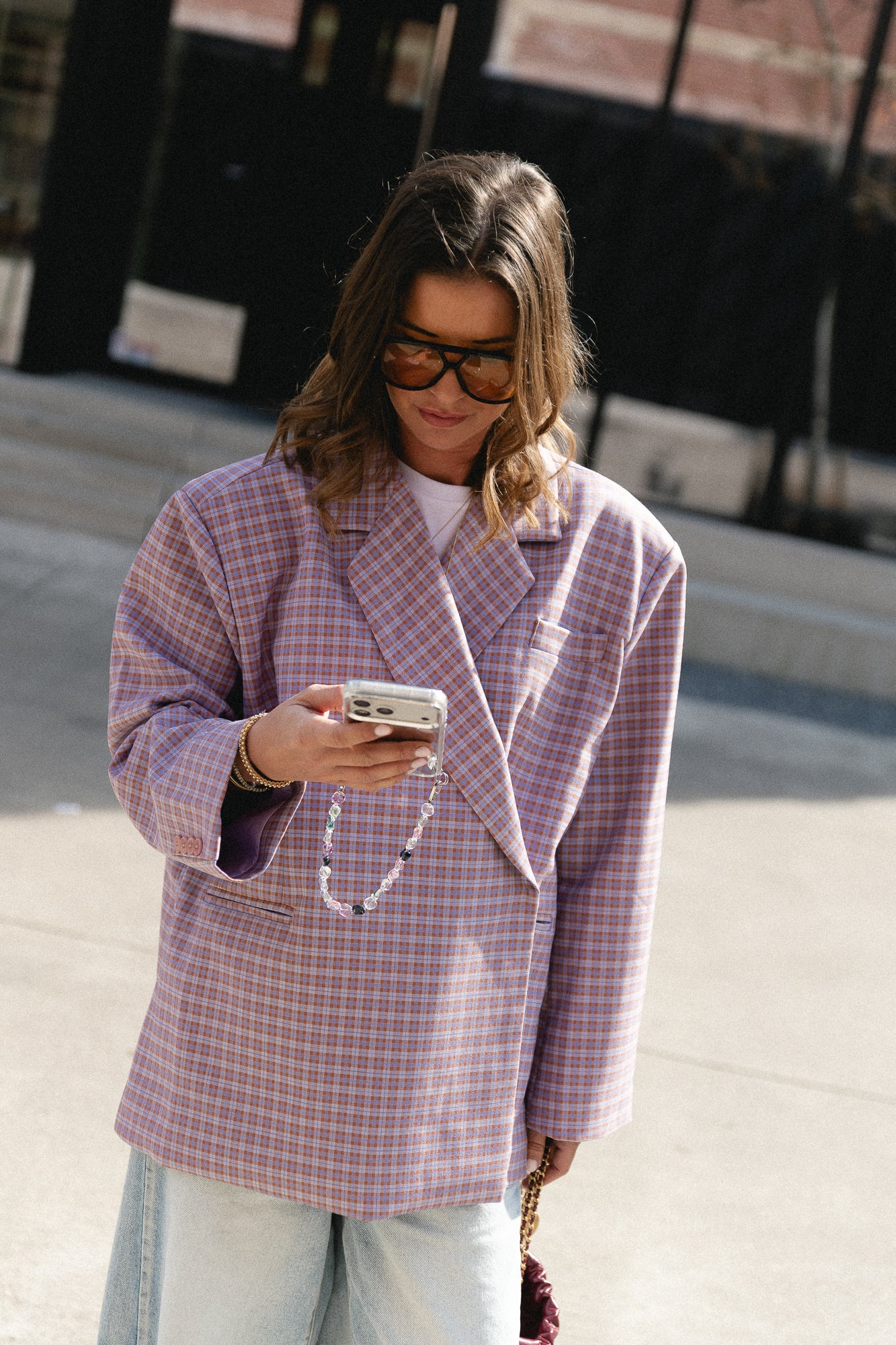 Chloe oversized signature check blazer lilac/sunburn
