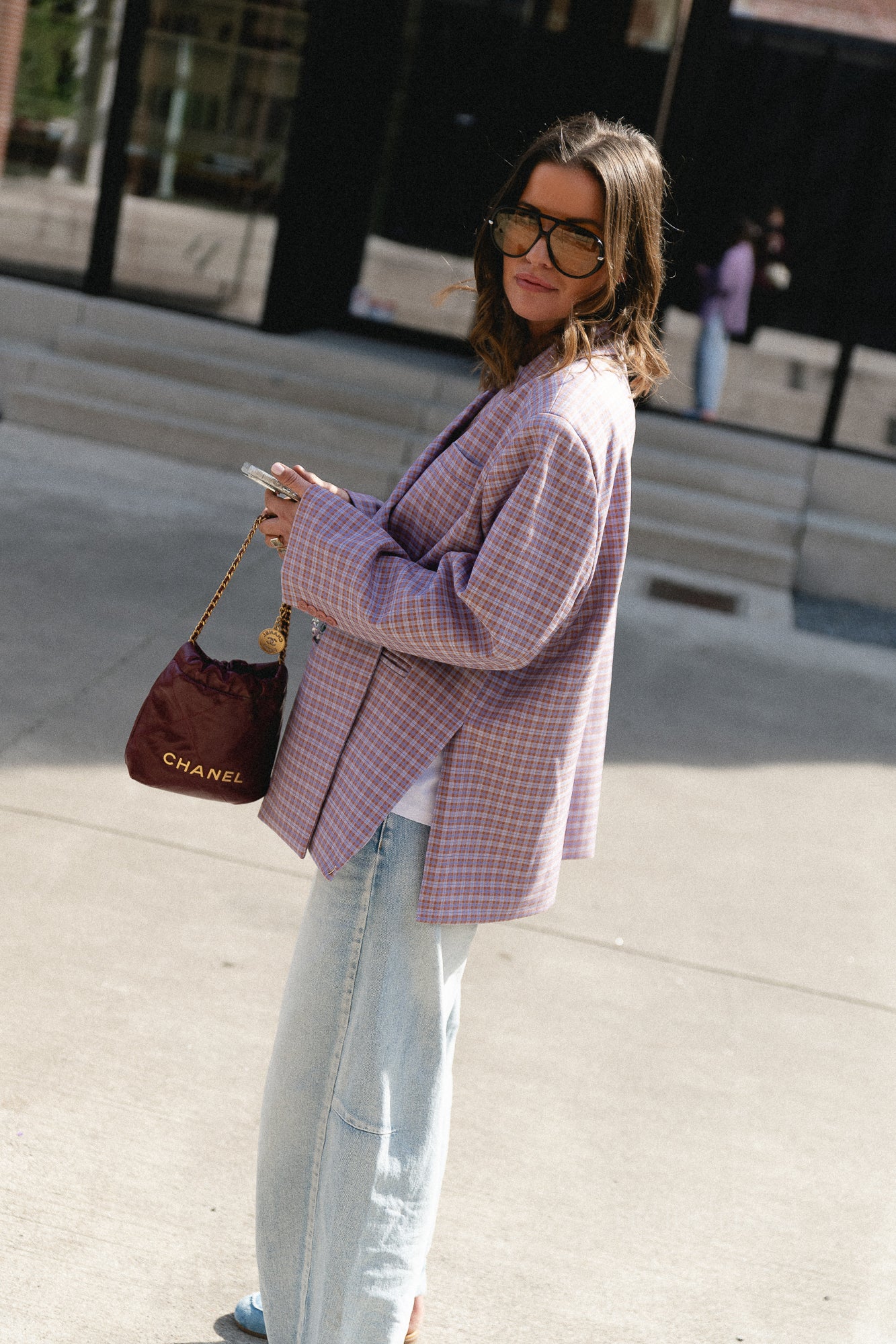 Chloe oversized signature check blazer lilac/sunburn