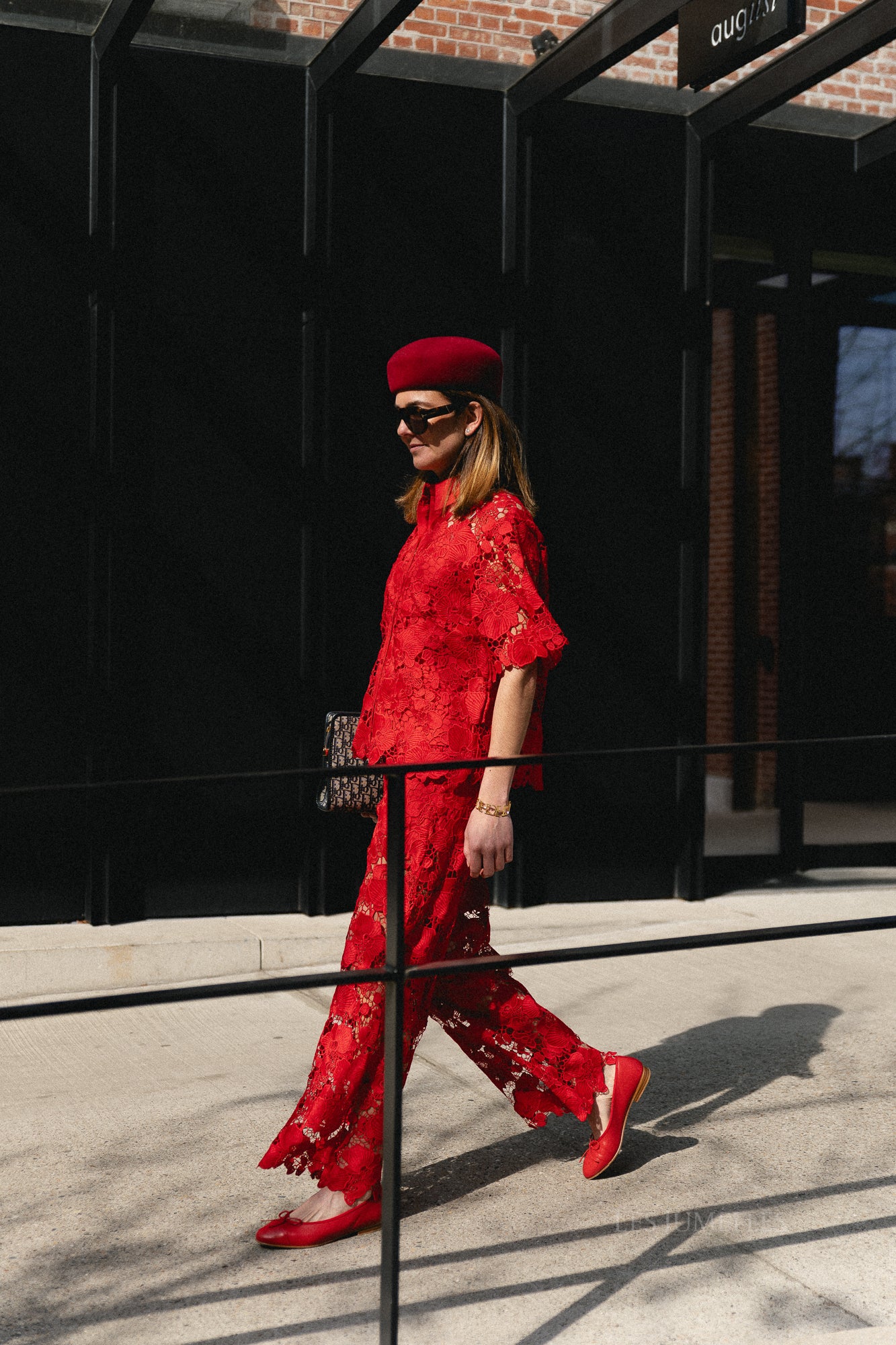 YASGala MW lace pants poinsettia