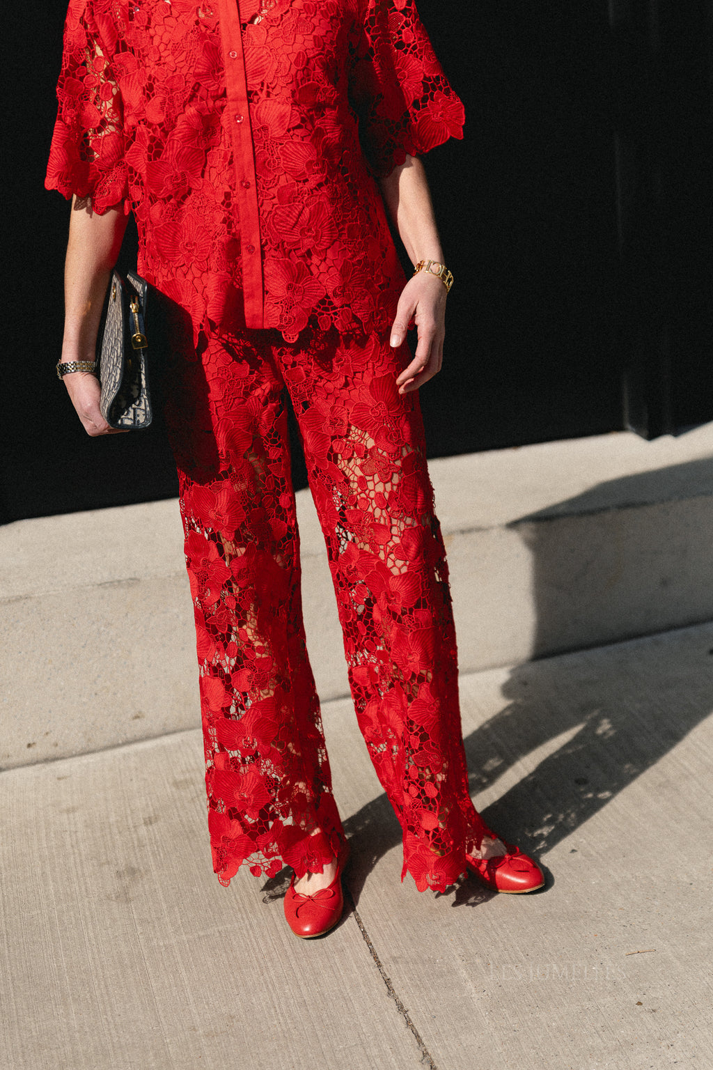 YASGala MW lace pants poinsettia