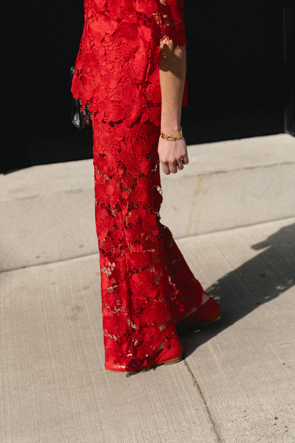 YASGala MW lace pants poinsettia