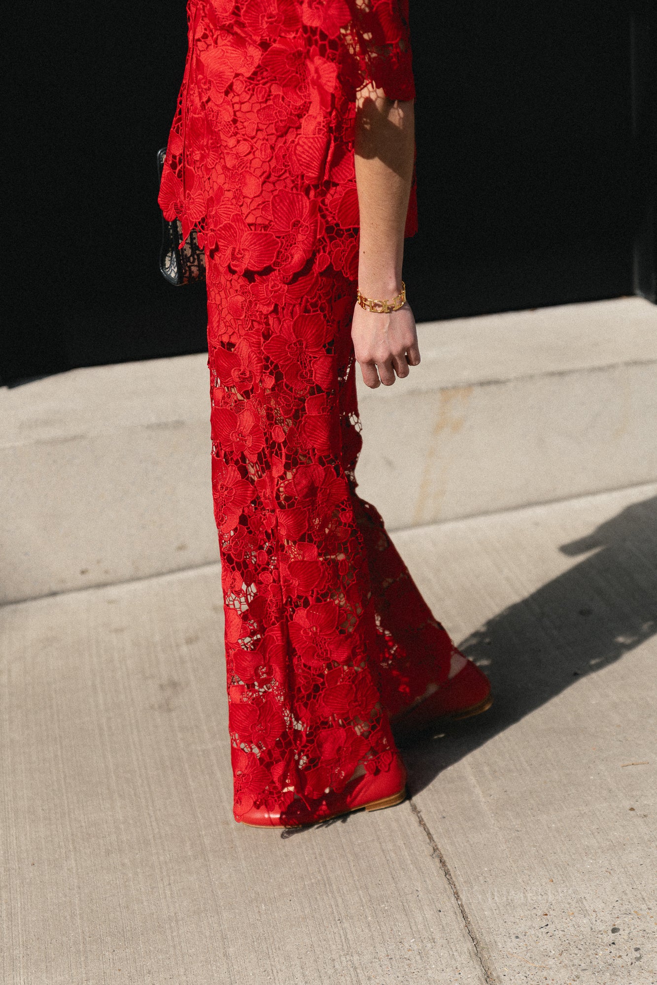 YASGala MW lace pants poinsettia