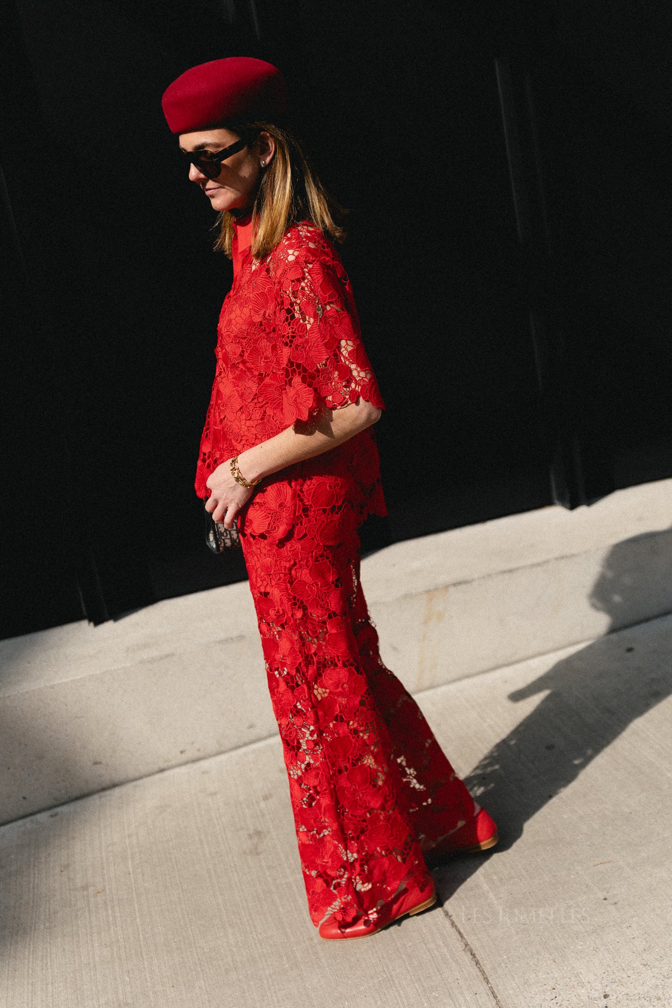 YASGala MW lace pants poinsettia