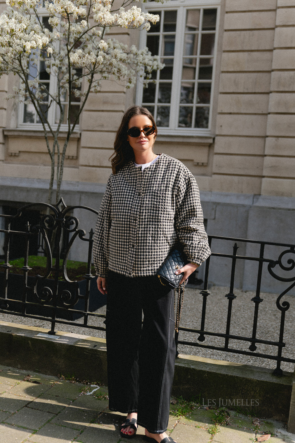 Brooklyn jacket almond milk & black gingham