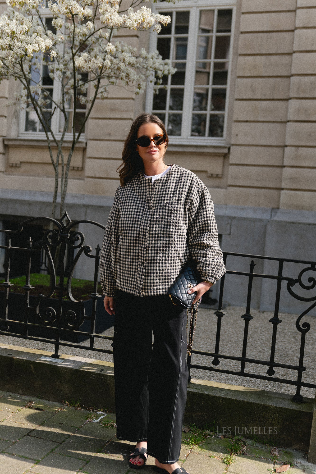 Brooklyn jacket almond milk & black gingham