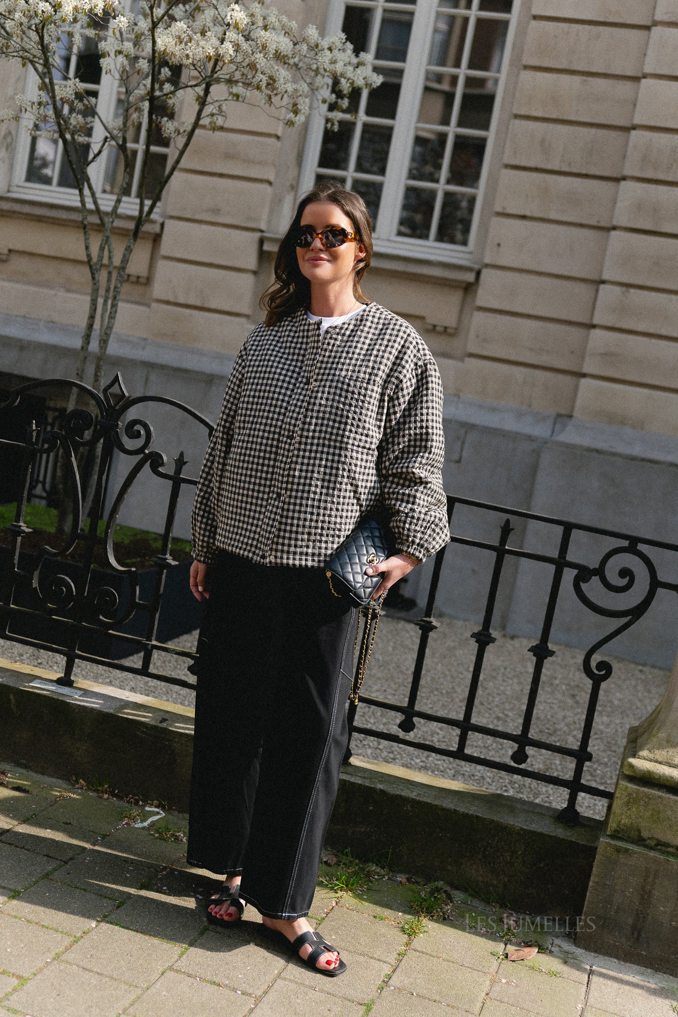 Brooklyn jacket almond milk & black gingham